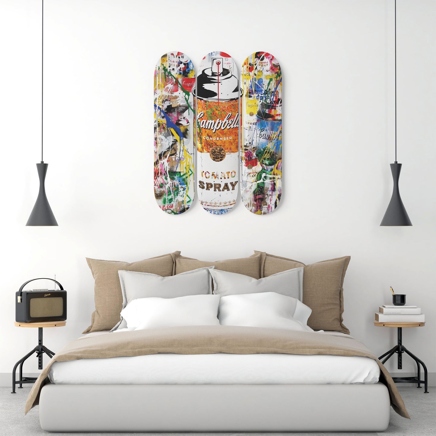 Andy Warhol Campbell Soup | Tomato Spray Art - 3-piece Skateboard Wall Art