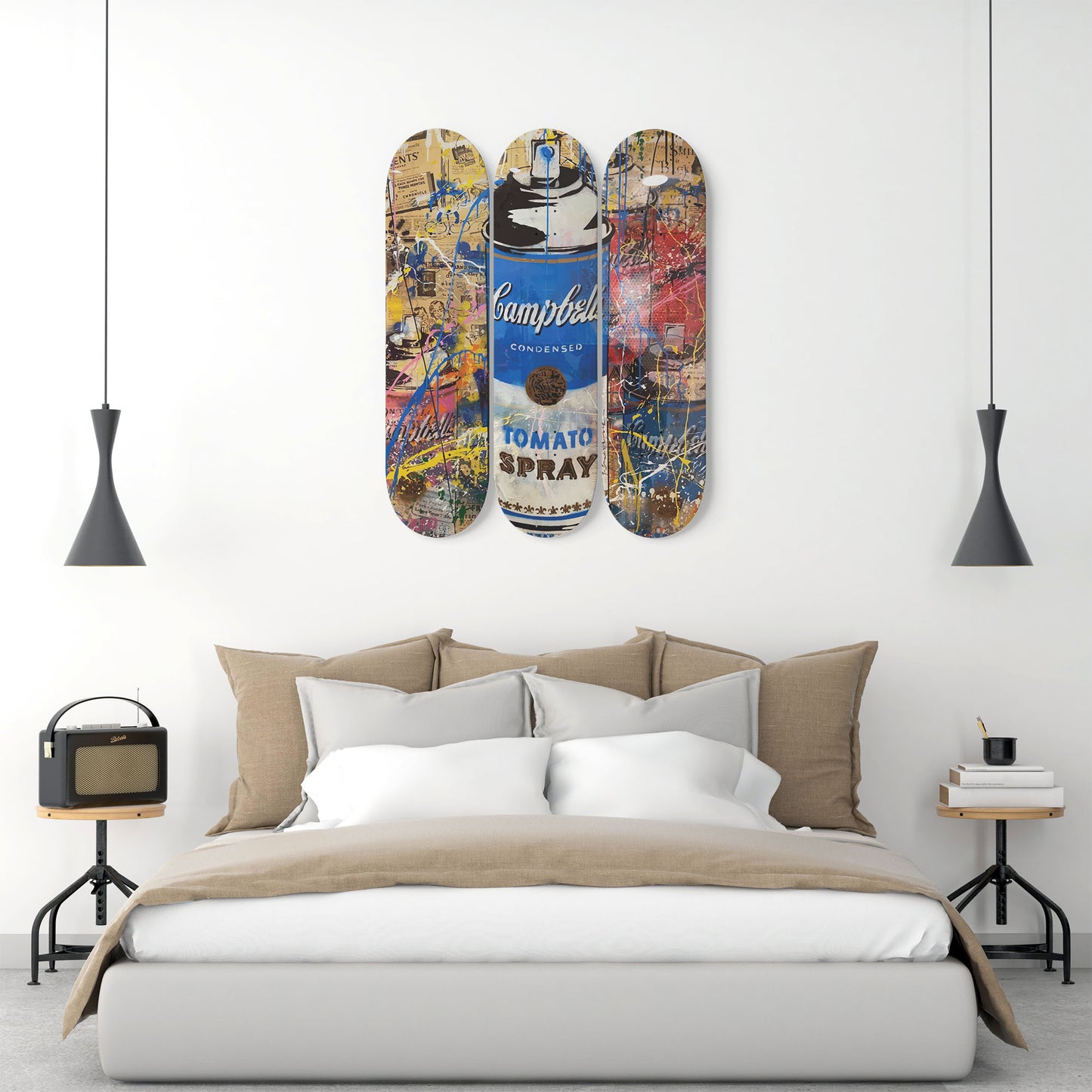 Andy Warhol Campbell Soup | Tomato Spray Art - 3-piece Skateboard Wall Art