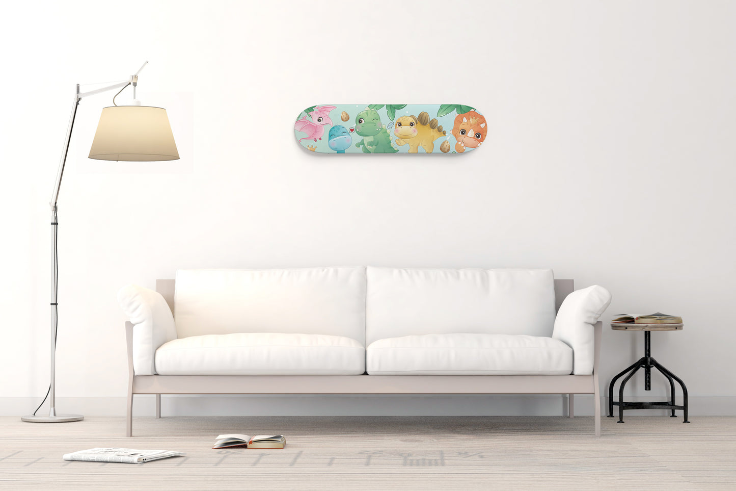 Cutesy Dinosaur Friends - Skateboard Wall Art