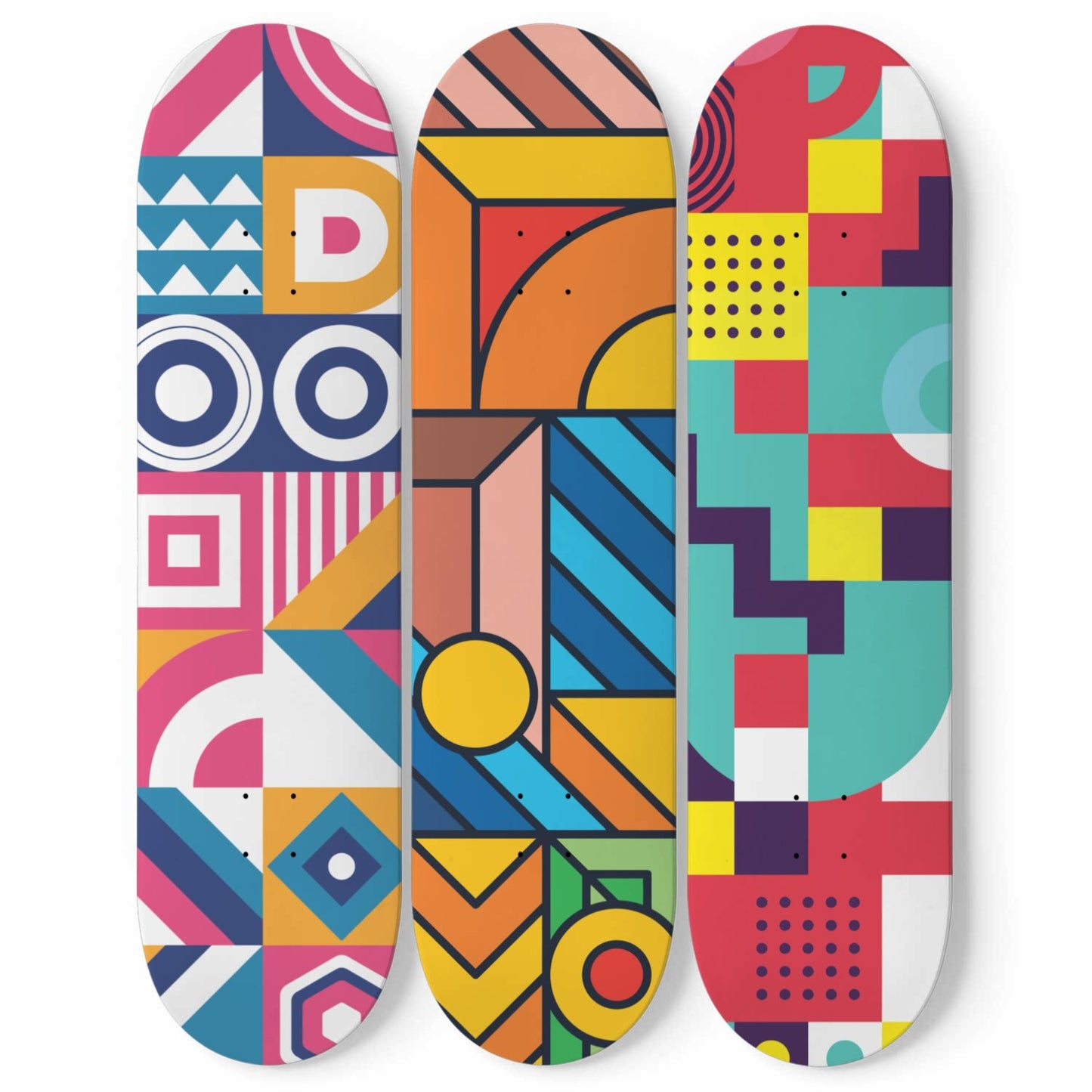 Random Colorful Artwork 7 | Skateboard Deck Wall Art, Wall Hanged Room Decoration, Maple Wood, Accent Gift for Home, Aesthetic Wall Art