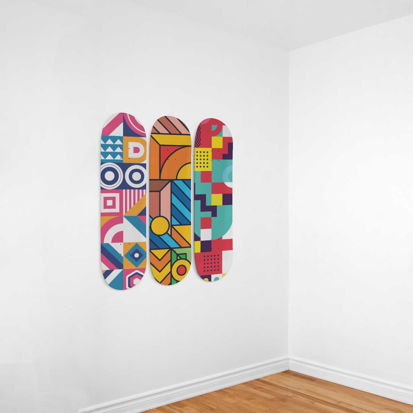 Random Colorful Artwork 7 | Skateboard Deck Wall Art, Wall Hanged Room Decoration, Maple Wood, Accent Gift for Home, Aesthetic Wall Art