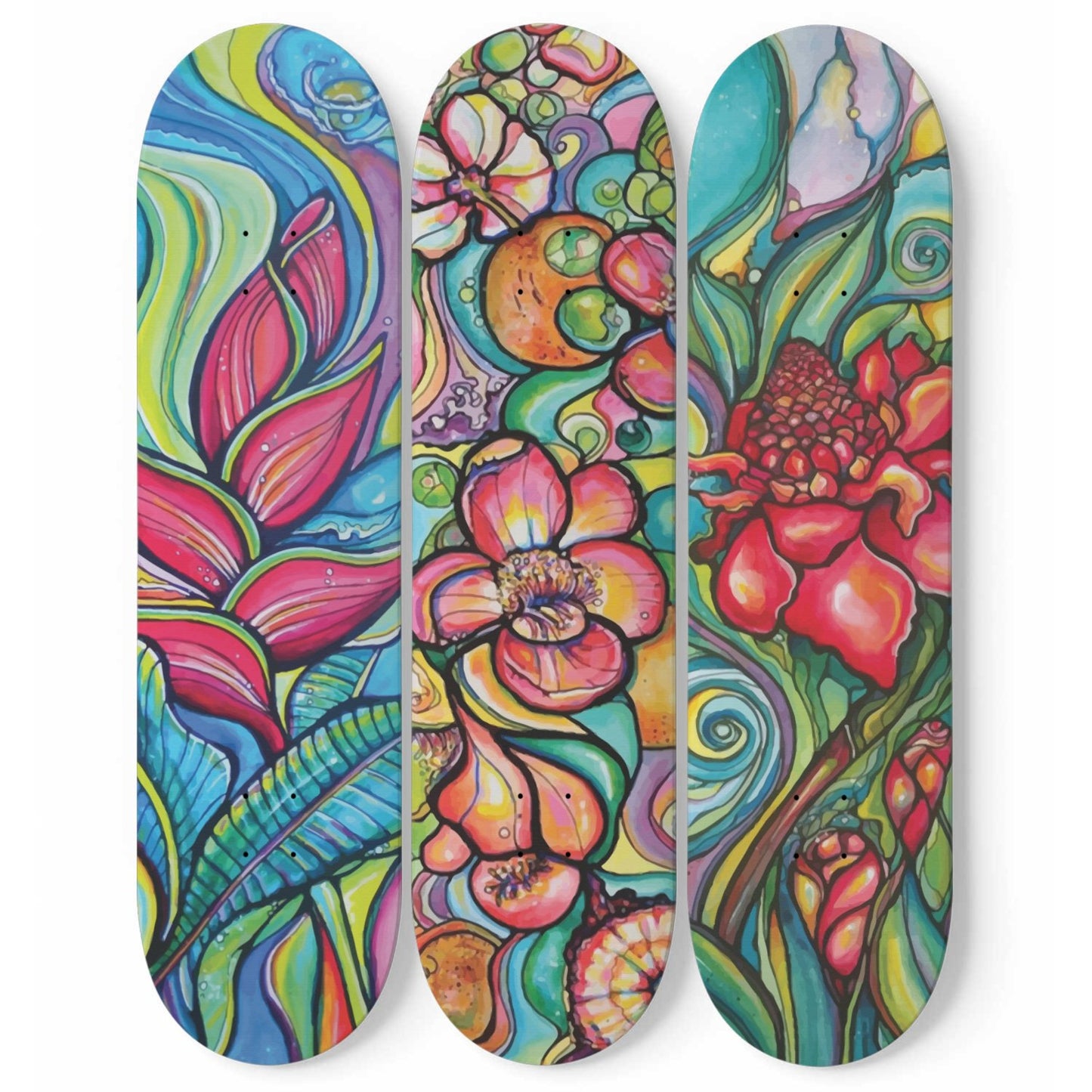 Random Colorful Artwork 8 | Skateboard Deck Wall Art, Wall Hanged Room Decoration, Maple Wood, Accent Gift for Home, Aesthetic Wall Art