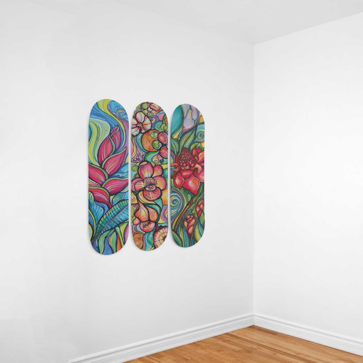 Random Colorful Artwork 8 | Skateboard Deck Wall Art, Wall Hanged Room Decoration, Maple Wood, Accent Gift for Home, Aesthetic Wall Art