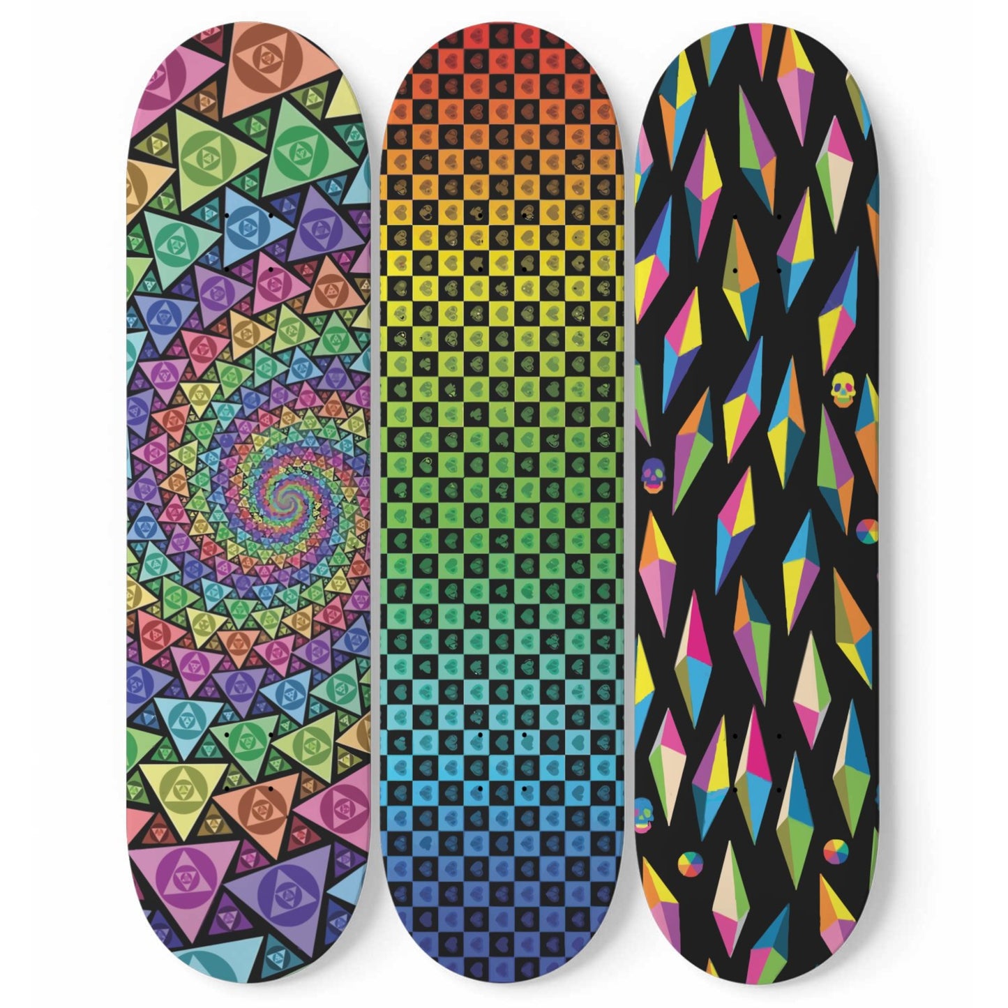 Random Colorful Artwork 4 | Skateboard Deck Wall Art, Wall Hanged Room Decoration, Maple Wood, Accent Gift for Home, Aesthetic Wall Art