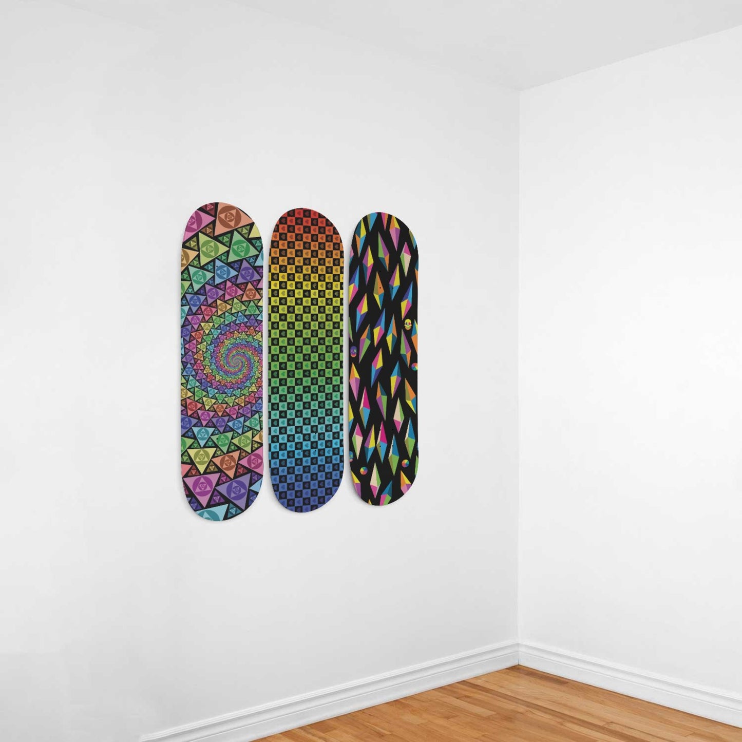 Random Colorful Artwork 4 | Skateboard Deck Wall Art, Wall Hanged Room Decoration, Maple Wood, Accent Gift for Home, Aesthetic Wall Art