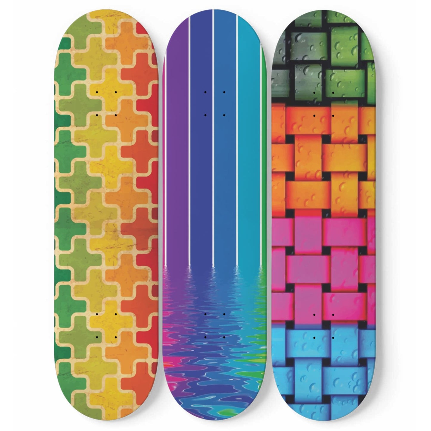 Random Colorful Artwork 3 | Skateboard Deck Wall Art, Wall Hanged Room Decoration, Maple Wood, Accent Gift for Home, Aesthetic Wall Art