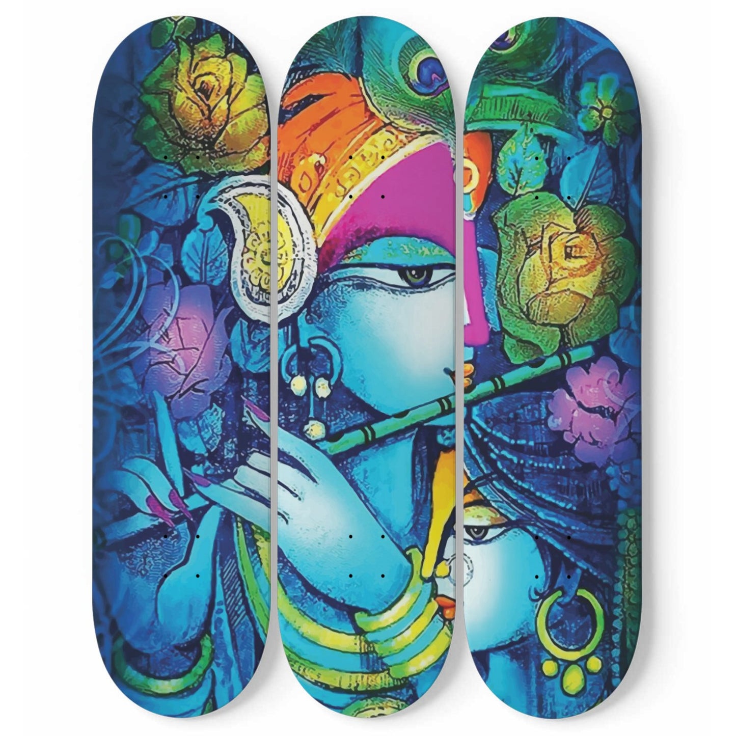 Random Colorful Artwork 20 | Skateboard Deck Wall Art, Wall Hanged Room Decoration, Maple Wood, Accent Gift for Home, Aesthetic Wall Art