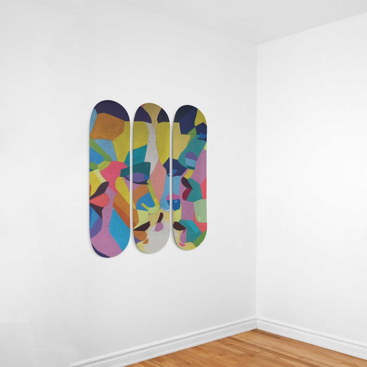 Random Colorful Artwork 17 | Skateboard Deck Wall Art, Wall Hanged Room Decoration, Maple Wood, Accent Gift for Home, Aesthetic Wall Art