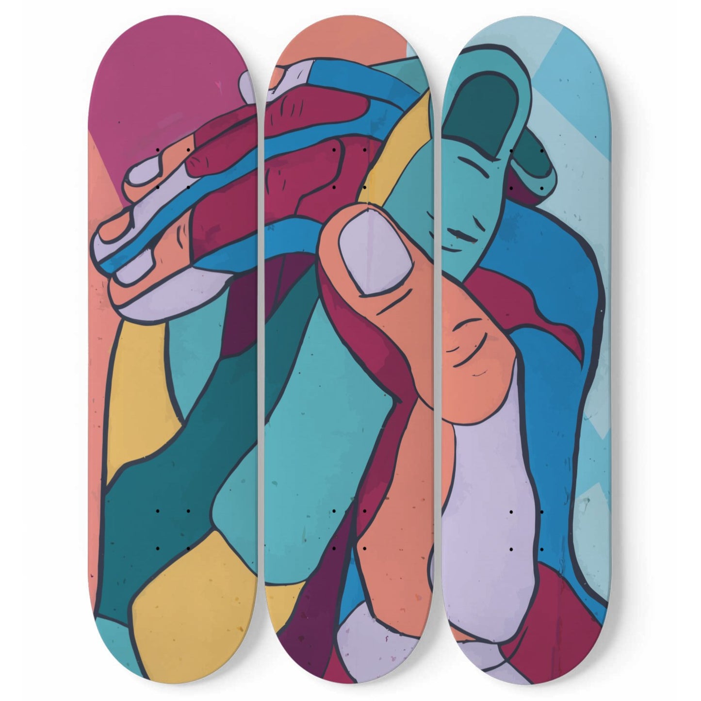 Random Colorful Artwork 18 | Skateboard Deck Wall Art, Wall Hanged Room Decoration, Maple Wood, Accent Gift for Home, Aesthetic Wall Art
