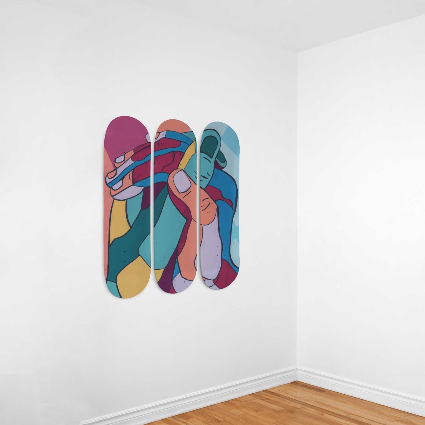 Random Colorful Artwork 18 | Skateboard Deck Wall Art, Wall Hanged Room Decoration, Maple Wood, Accent Gift for Home, Aesthetic Wall Art