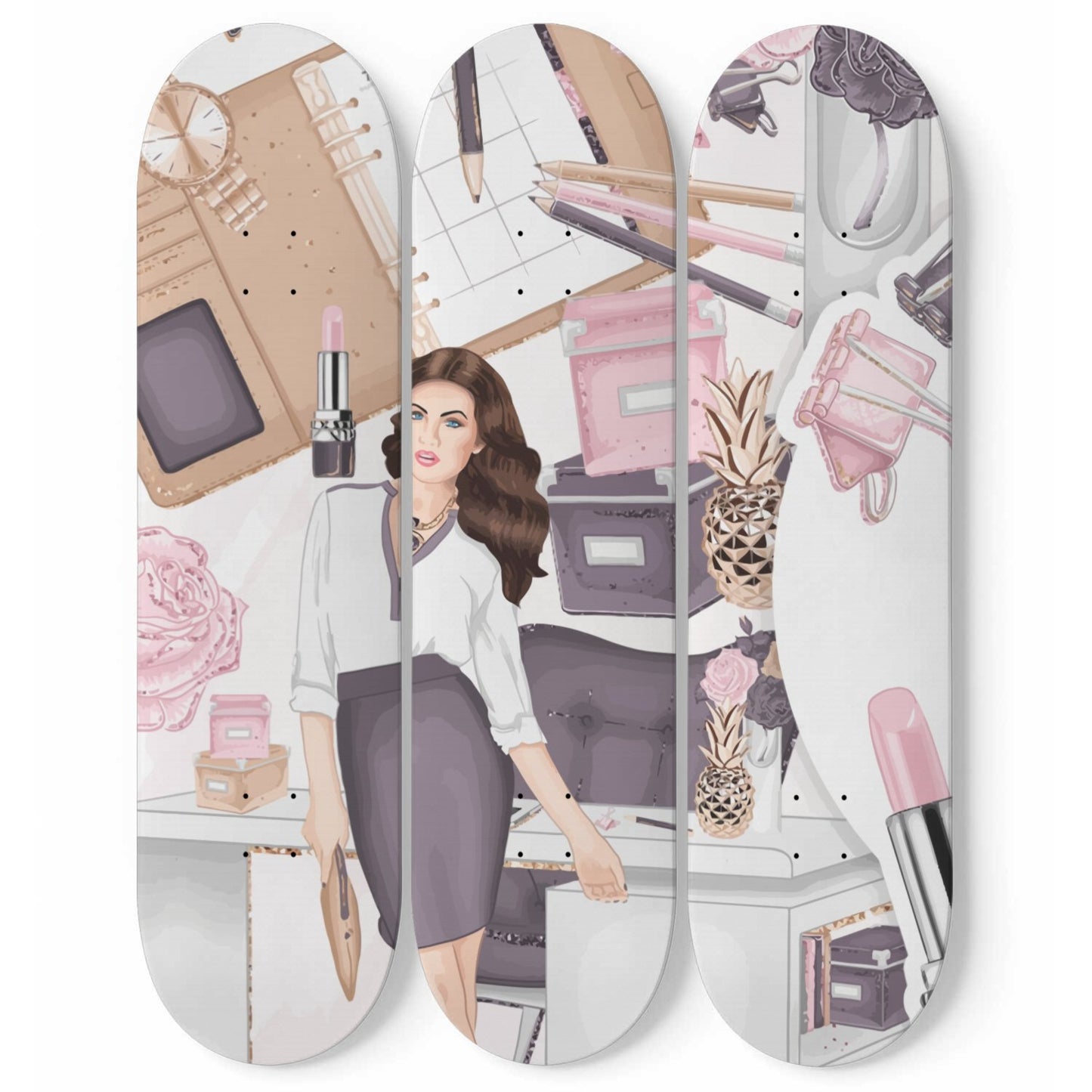 Fashion | 3 Set of Skateboard Deck Wall Art, Hanged Room Decoration, Custom Unique Gift