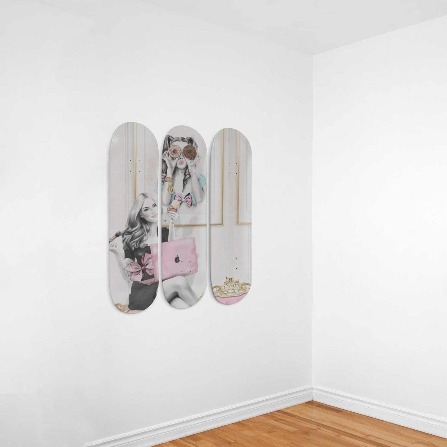 Fashion 9 | 3 Set of Skateboard Deck Wall Art | Wall Hanging Room Decor | Maple Wood | Birthday Gift