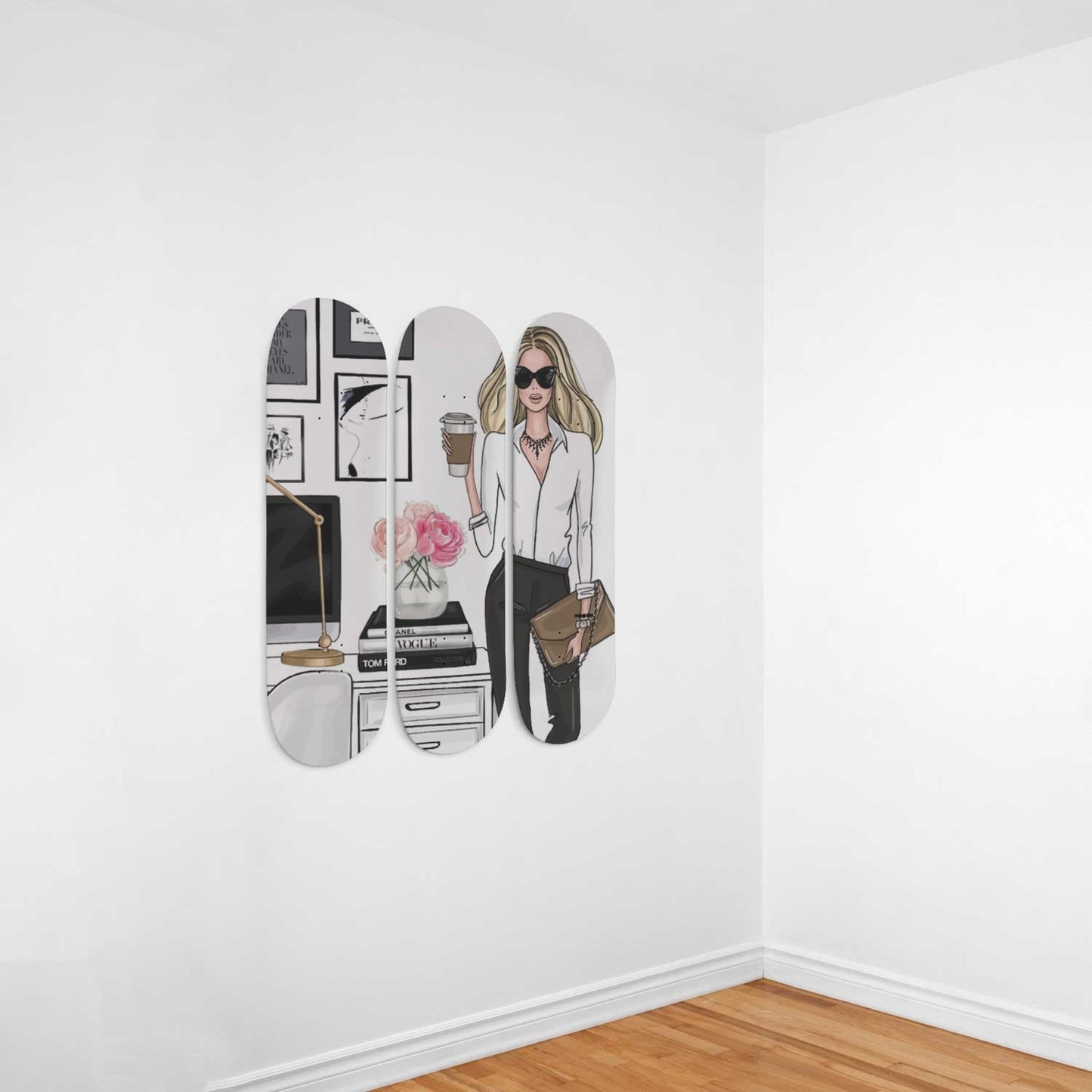 Fashion 8 | 3 Set of Skateboard Deck Wall Art | Wall Hanging Room Decor | Maple Wood | Birthday Gift