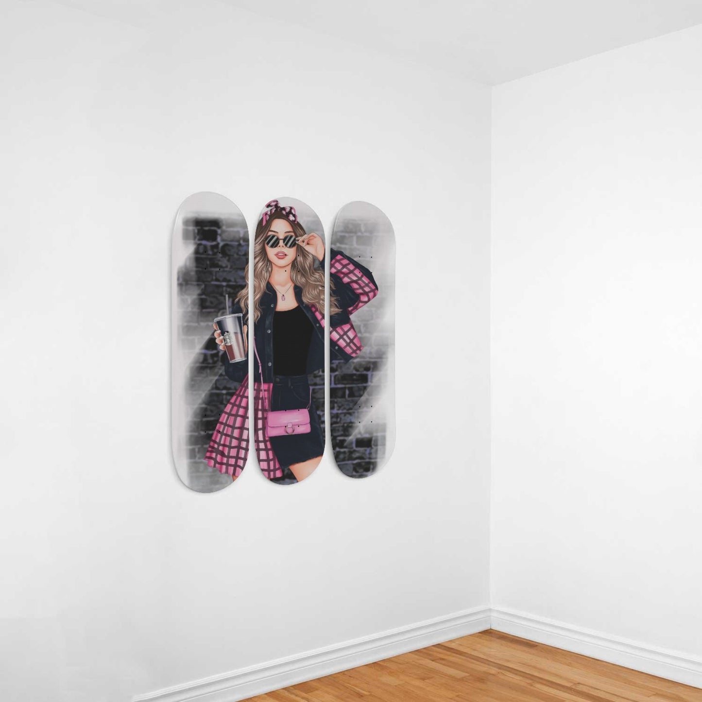 Fashion 2 | 3 Set of Skateboard Deck Wall Art | Wall Hanging Room Decor | Maple Wood | Birthday Gift