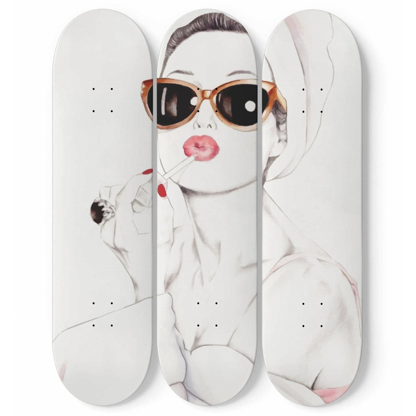 Fashion 1 | 3 Set of Skateboard Deck Wall Art | Wall Hanging Room Decor | Maple Wood | Birthday Gift