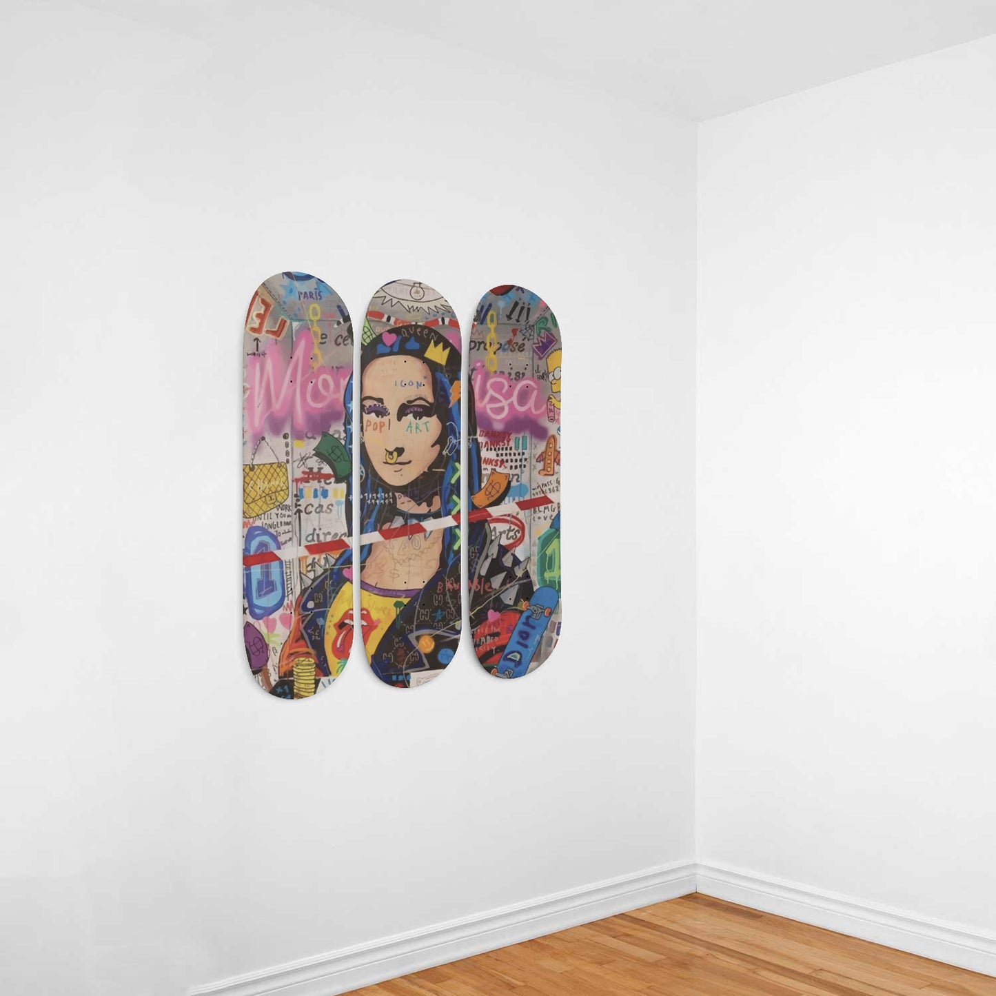 Banksy Mona Lisa - Pop Street Art Graffiti - 3-piece Skateboard Wall Art