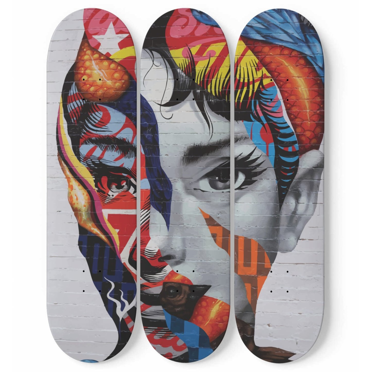 Audrey Hepburn Artwork 8 | 3-piece Skateboard Wall Art | Wall Decor | Best Unique Gift for Home Decor