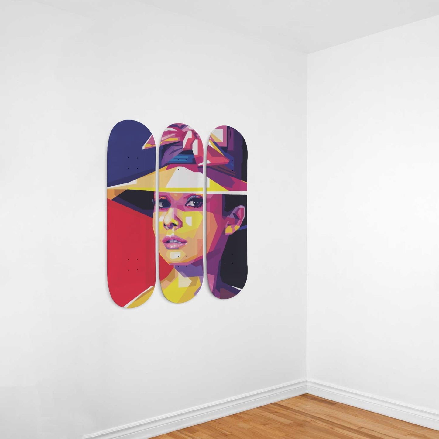 Audrey Hepburn Artwork 2 | 3-piece Skateboard Wall Art | Wall Decor | Best Unique Gift for Home Decor