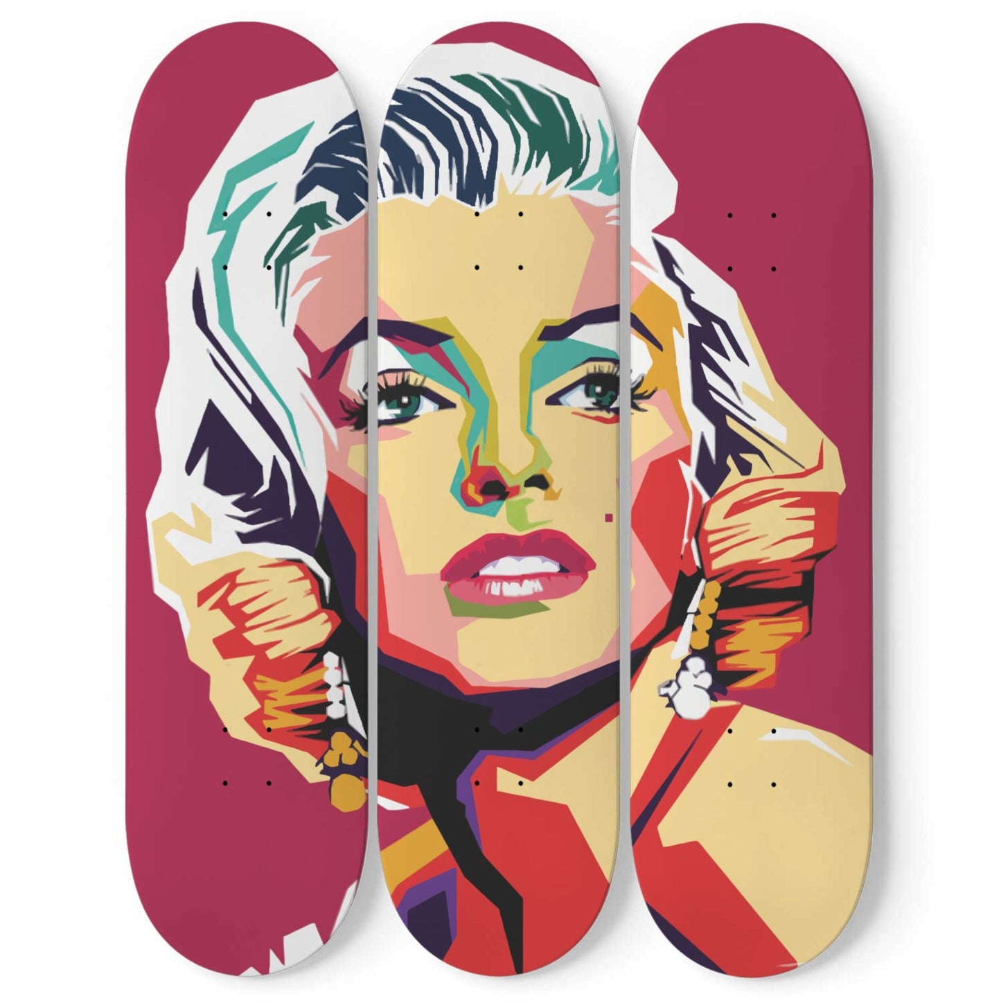 Marilyn Monroe Artwork 1 | 3-piece Skateboard Wall Art | Wall Decor | Best Unique Gift for Home Decor