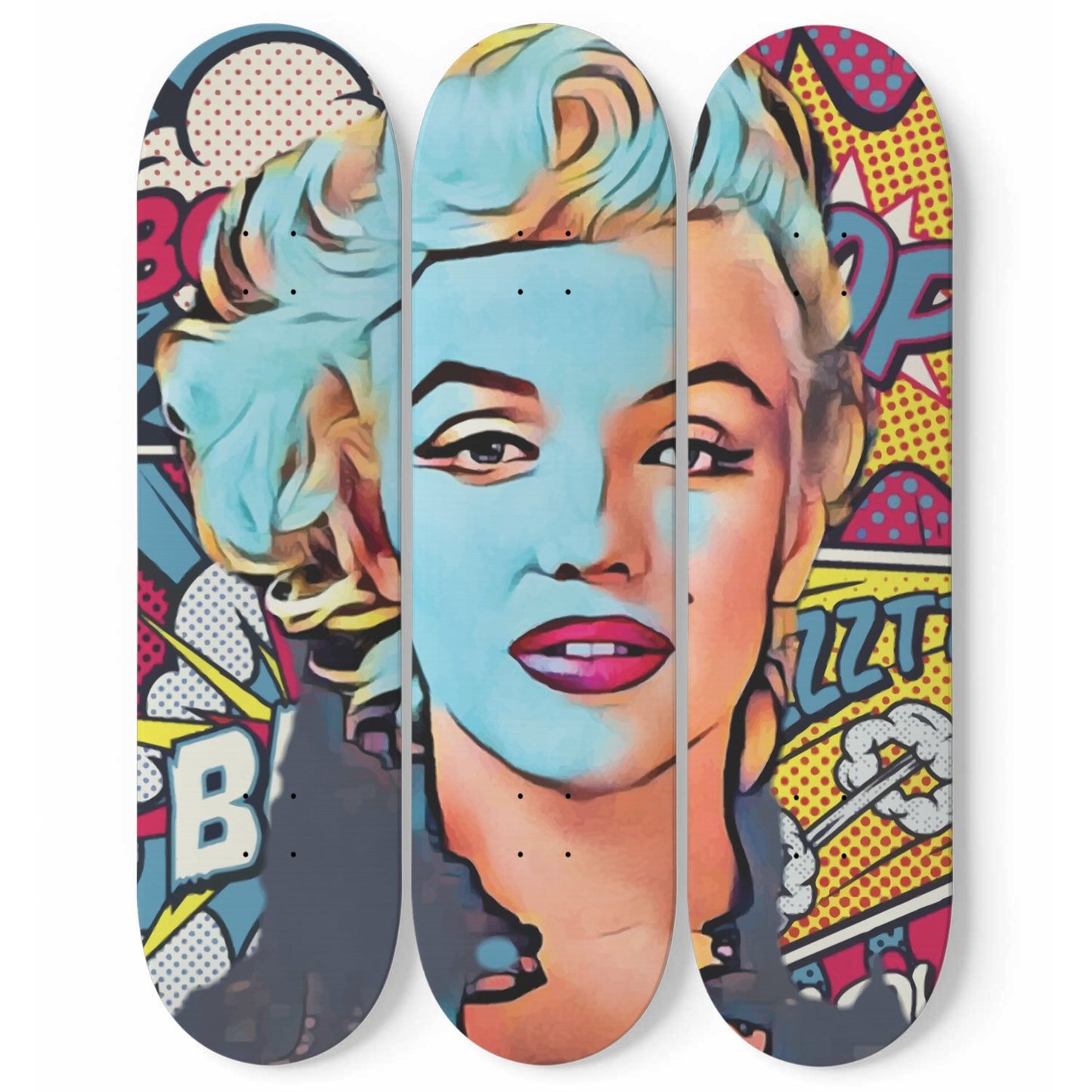 Marilyn Monroe Artwork 3 | 3-piece Skateboard Wall Art | Wall Decor | Best Unique Gift for Home Decor