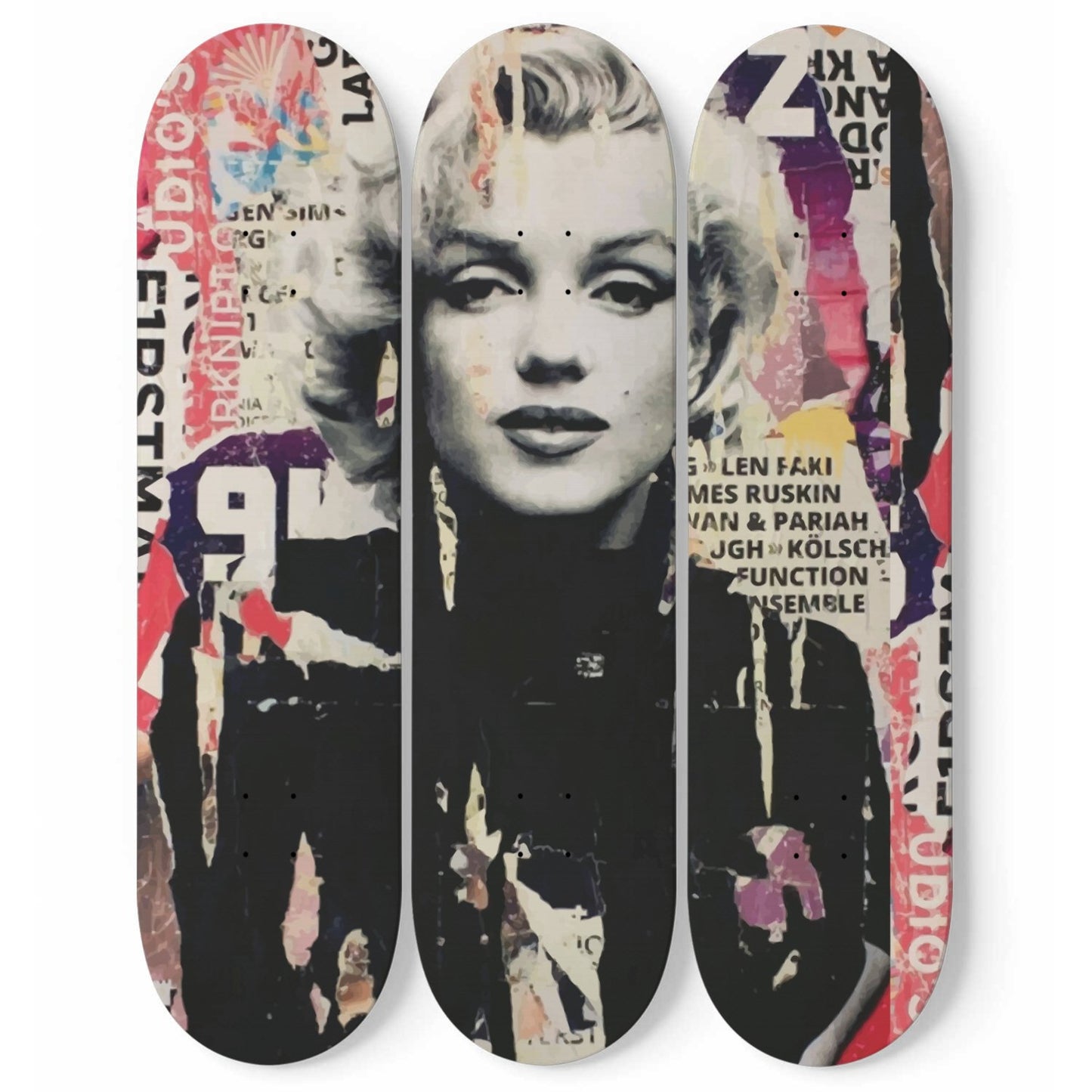 Marilyn Monroe Artwork 9 | 3-piece Skateboard Wall Art | Wall Decor | Best Unique Gift for Home Decor