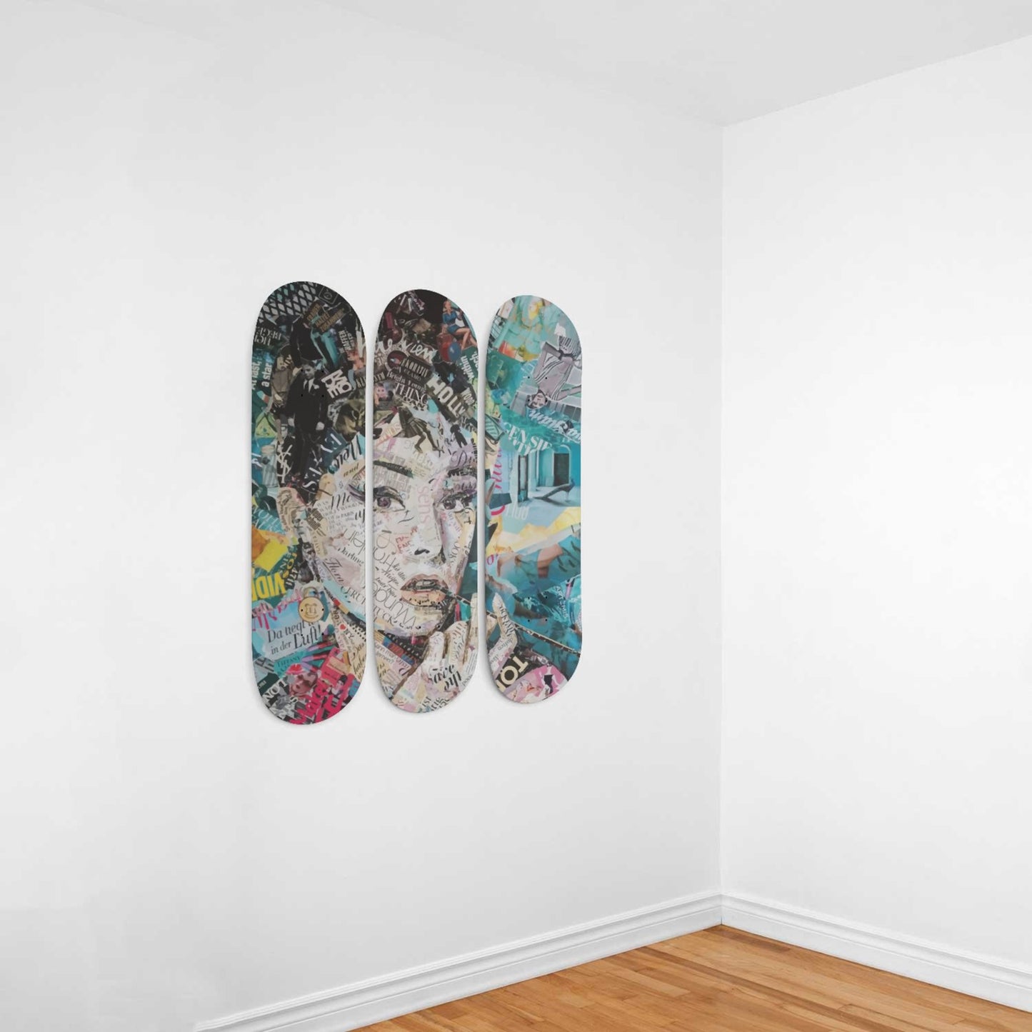 Audrey Hepburn Artwork 10 | 3-piece Skateboard Wall Art | Made with Maple Wood | Wall Hanging Decoration | Best Unique Gift for Home Decor