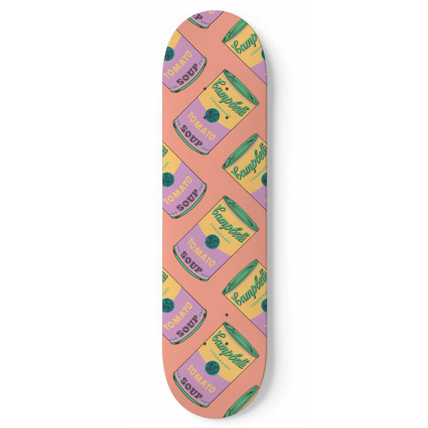 Retro Pop Art Wall Art, 3 Pastel Coloured Campbell Soup, 1-Piece Skateboard Wall Art