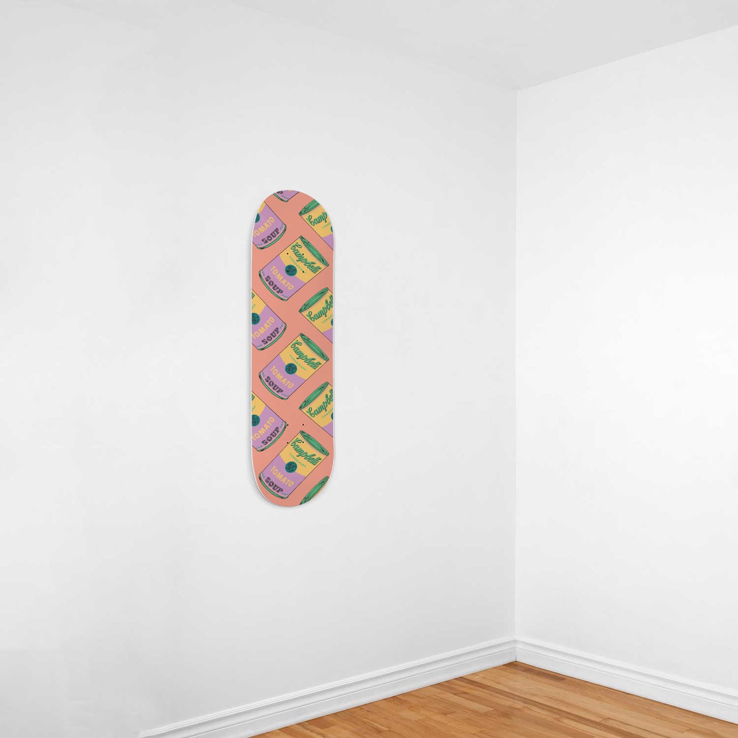Retro Pop Art Wall Art, 3 Pastel Coloured Campbell Soup, 1-Piece Skateboard Wall Art