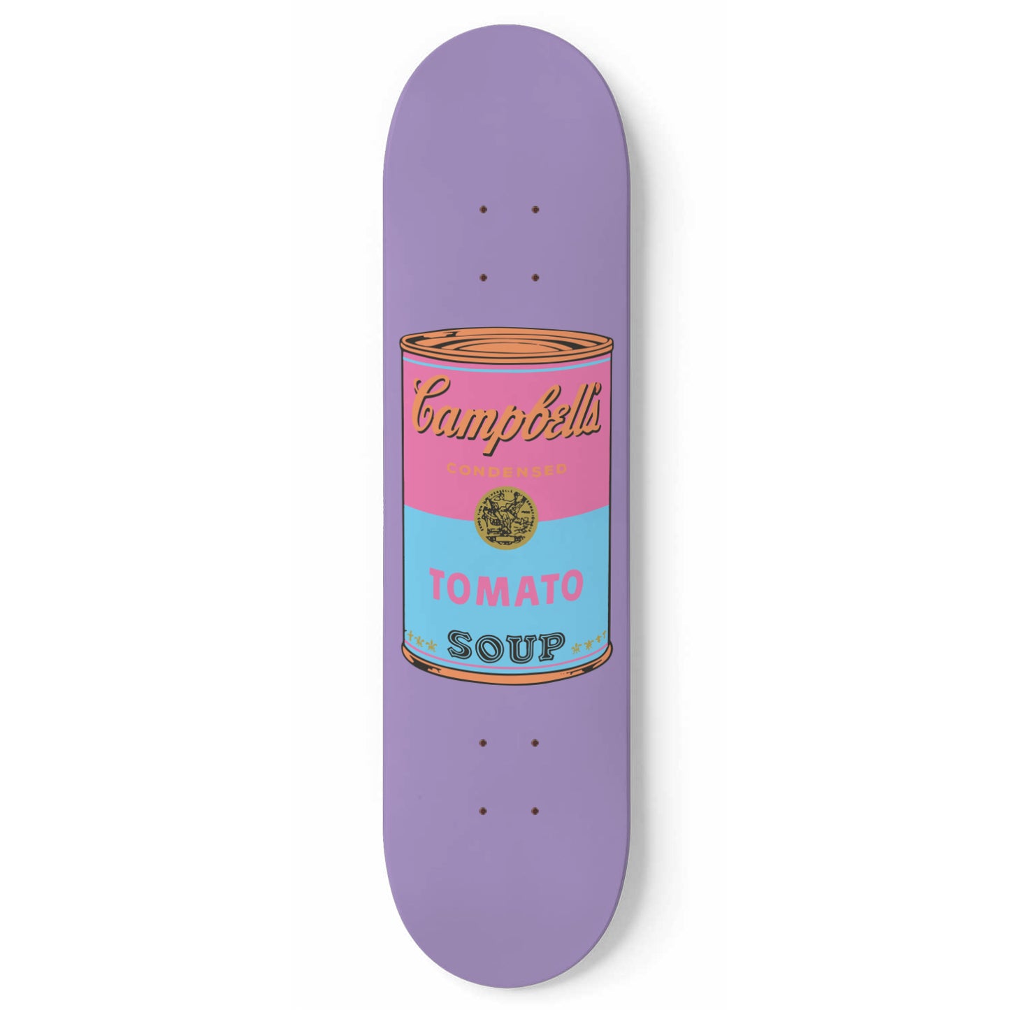 Skateboard Retro Pop Art Wall Art, Purple Pastel Campbell Soup