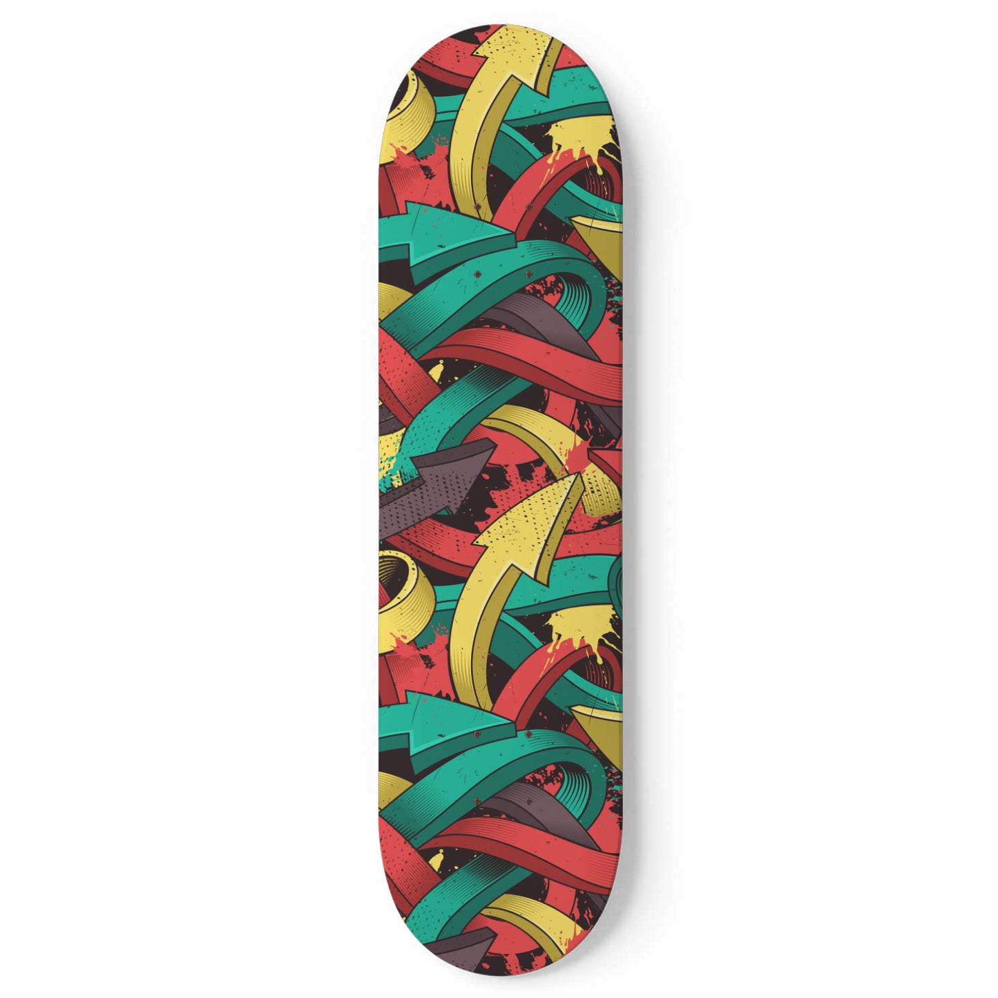 Graffiti - Red, Green and Yellow Retro Skateboard Wall Art