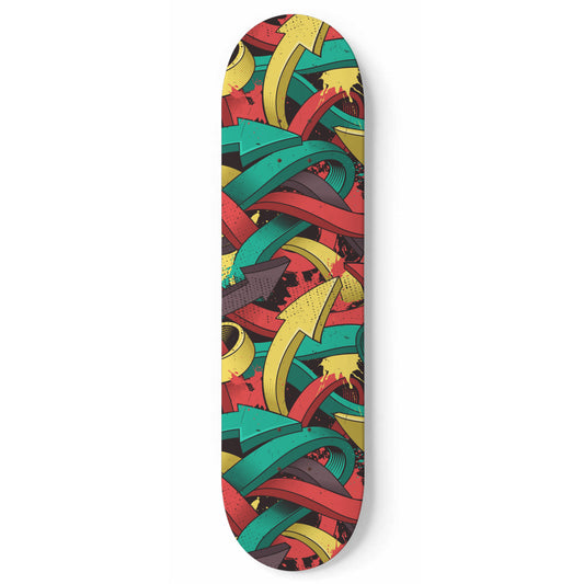 Graffiti -  Red, Green and Yellow Retro Skateboard Wall Art