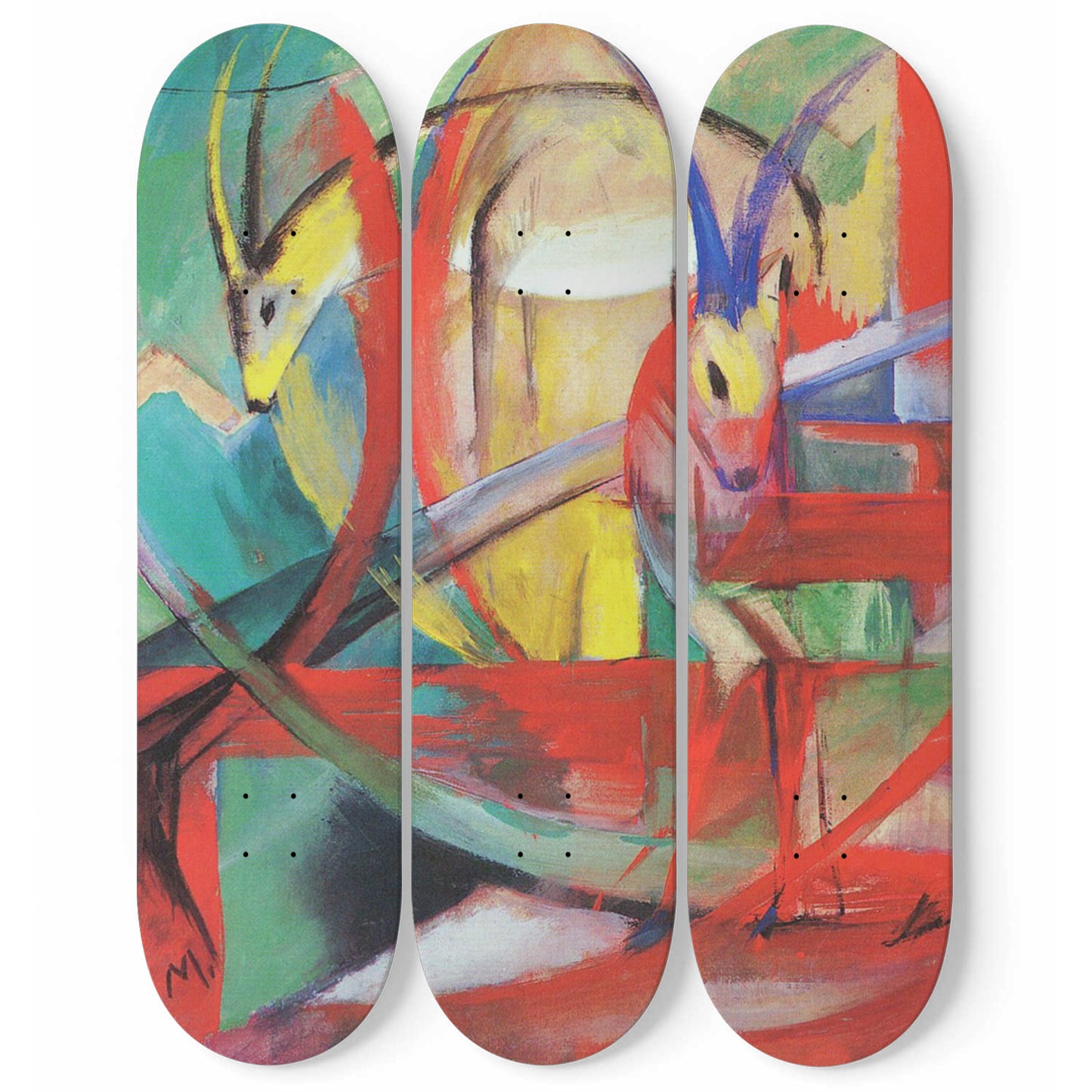 Franz Marc - Gazelles - 3-piece Skateboard Wall Art
