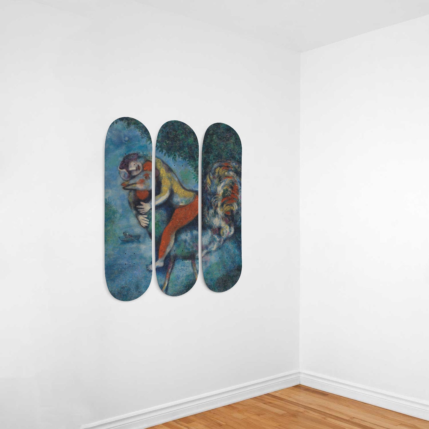 Marc Chagall - The Cock - 3-piece Skateboard Wall Art