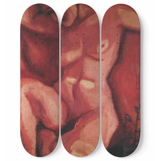 Marc Chagall - Red Nude Sitting Up- 3-piece Skateboard Wall Art