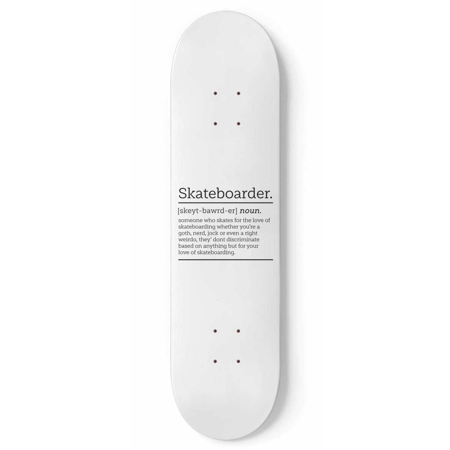 Skateboarder Definition White - 1 piece Skateboard Wall Art