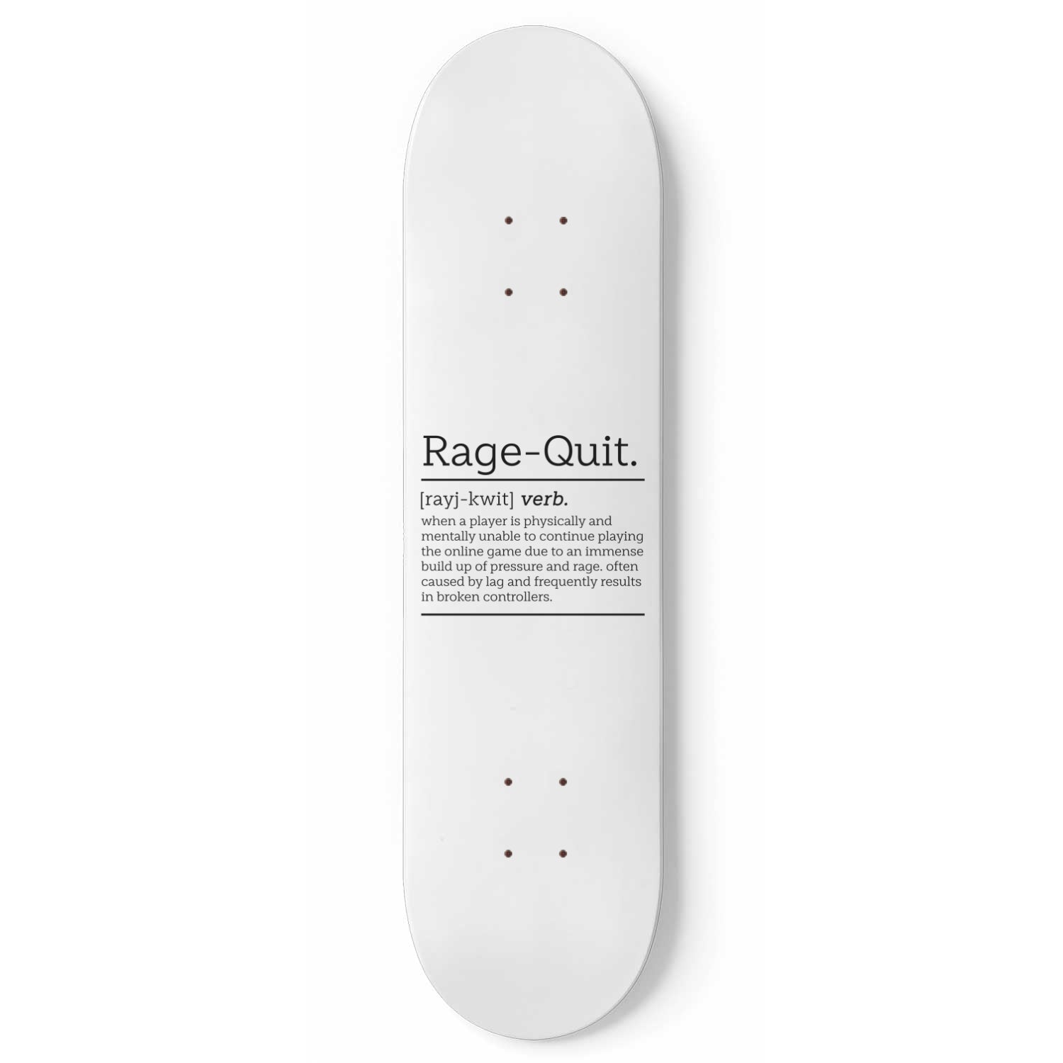 Rage-Quit Definition Wall Art - White Skateboard Wall Art