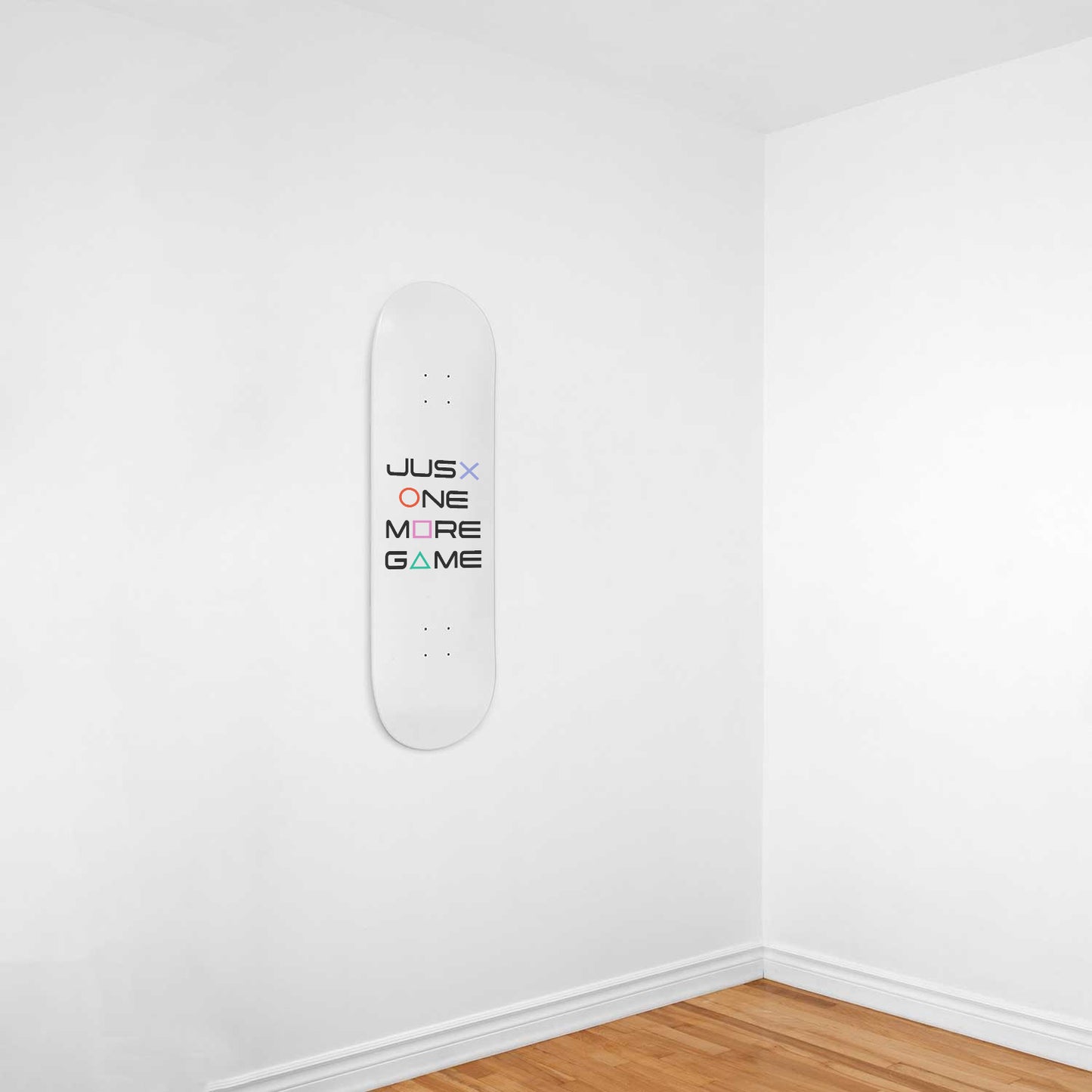 Just One More Game - White Skateboard Wall Art
