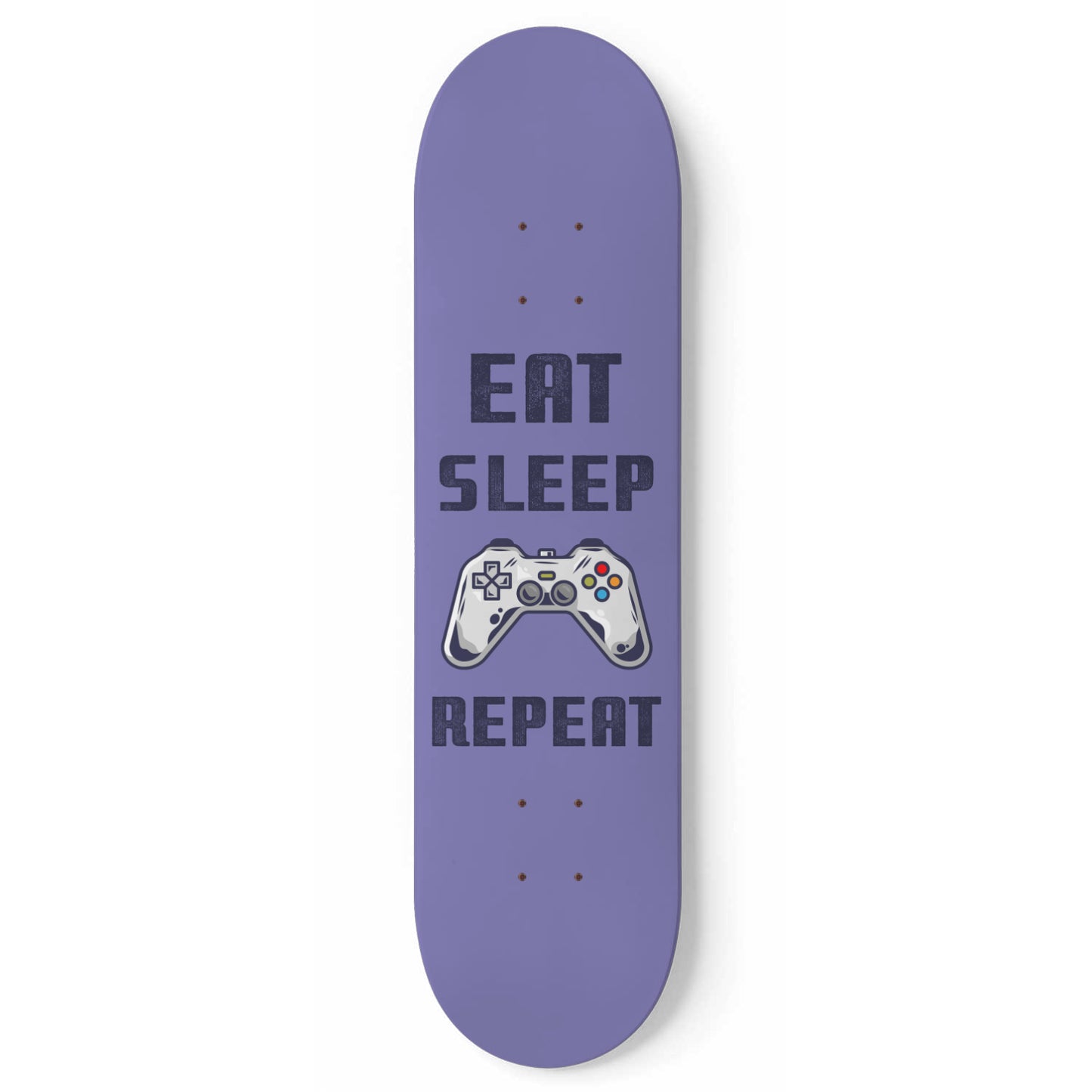 Eat Sleep Game Repeat - Gamer Wall Art Decals - PlayStation Controller - Purple Skateboard Wall Art