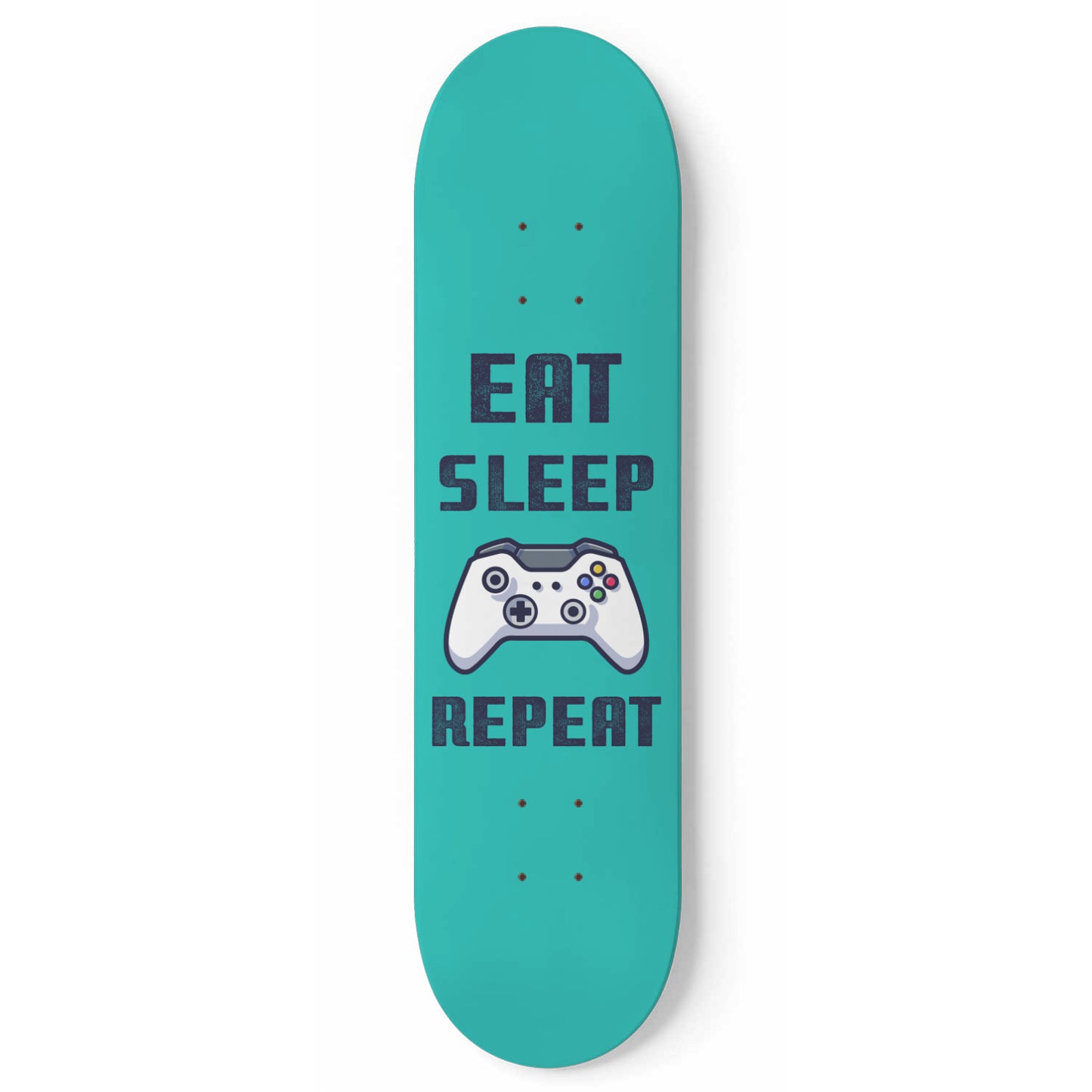 Eat Sleep Game Repeat - Gamer Wall Art Decals - XBox Controller - Blue Skateboard Wall Art