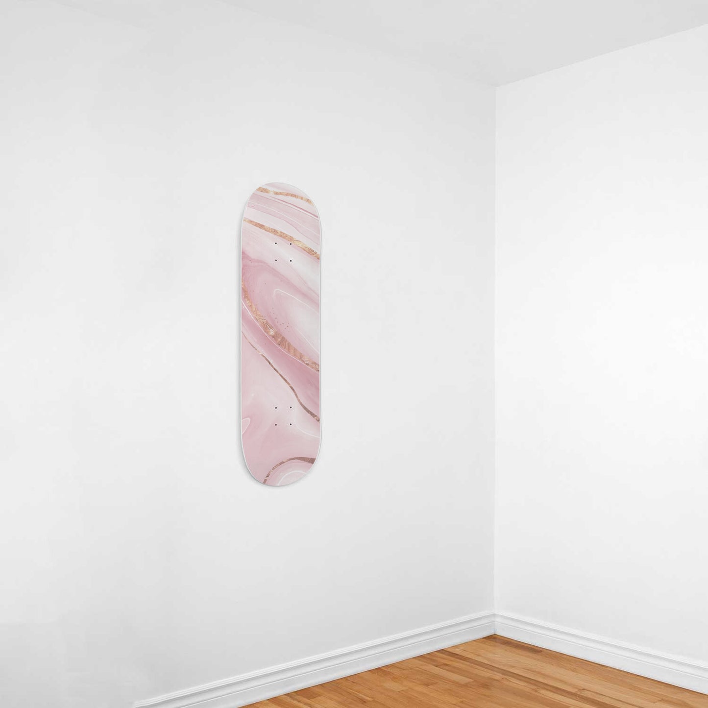 Rosa Con Dorado - Liquid Marble Wall Art - Pink with Gold - 1-piece Skateboard Deck Wall Art