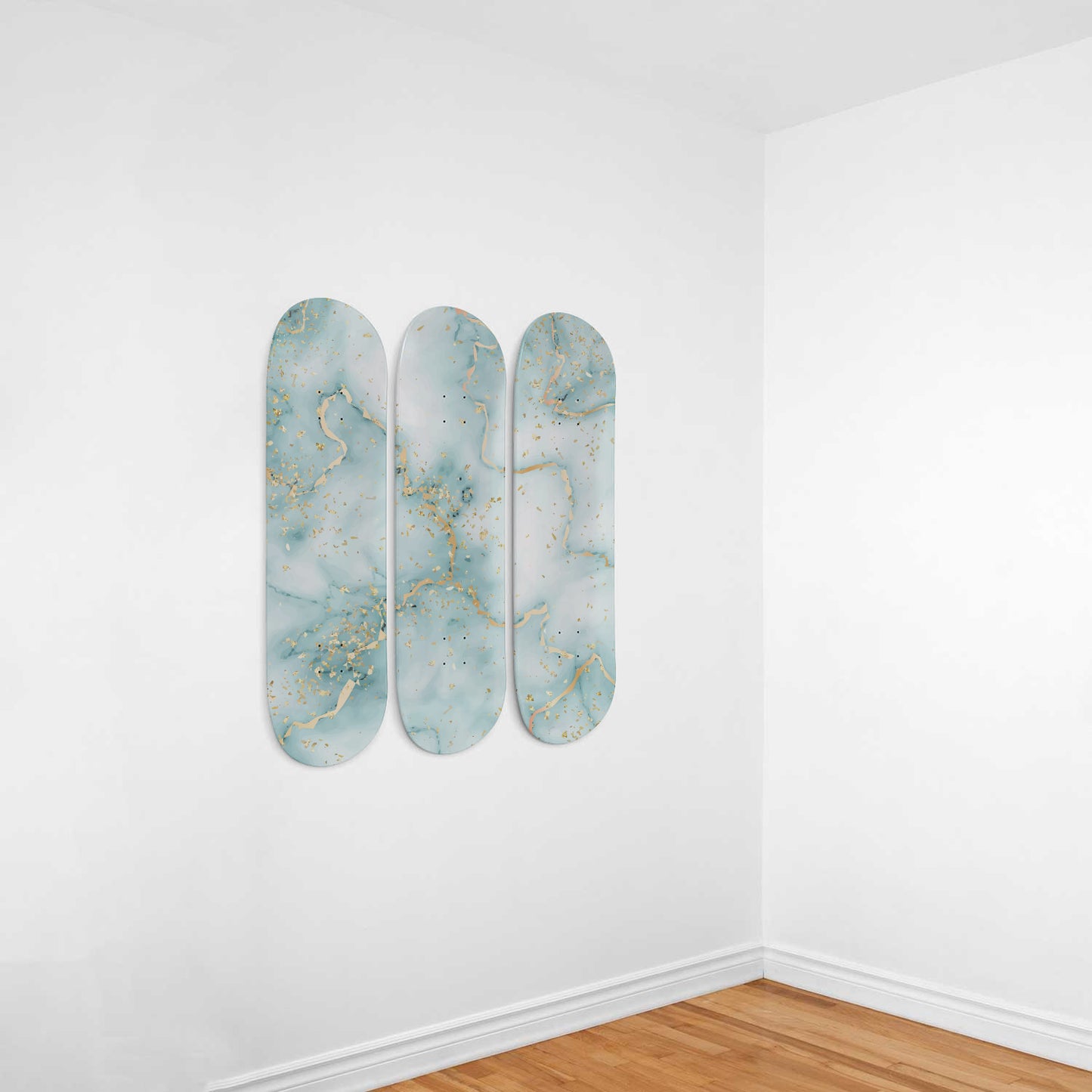 Sea Foam - Liquid Marble Wall Art - Blue-Green - 3 Skateboard Art