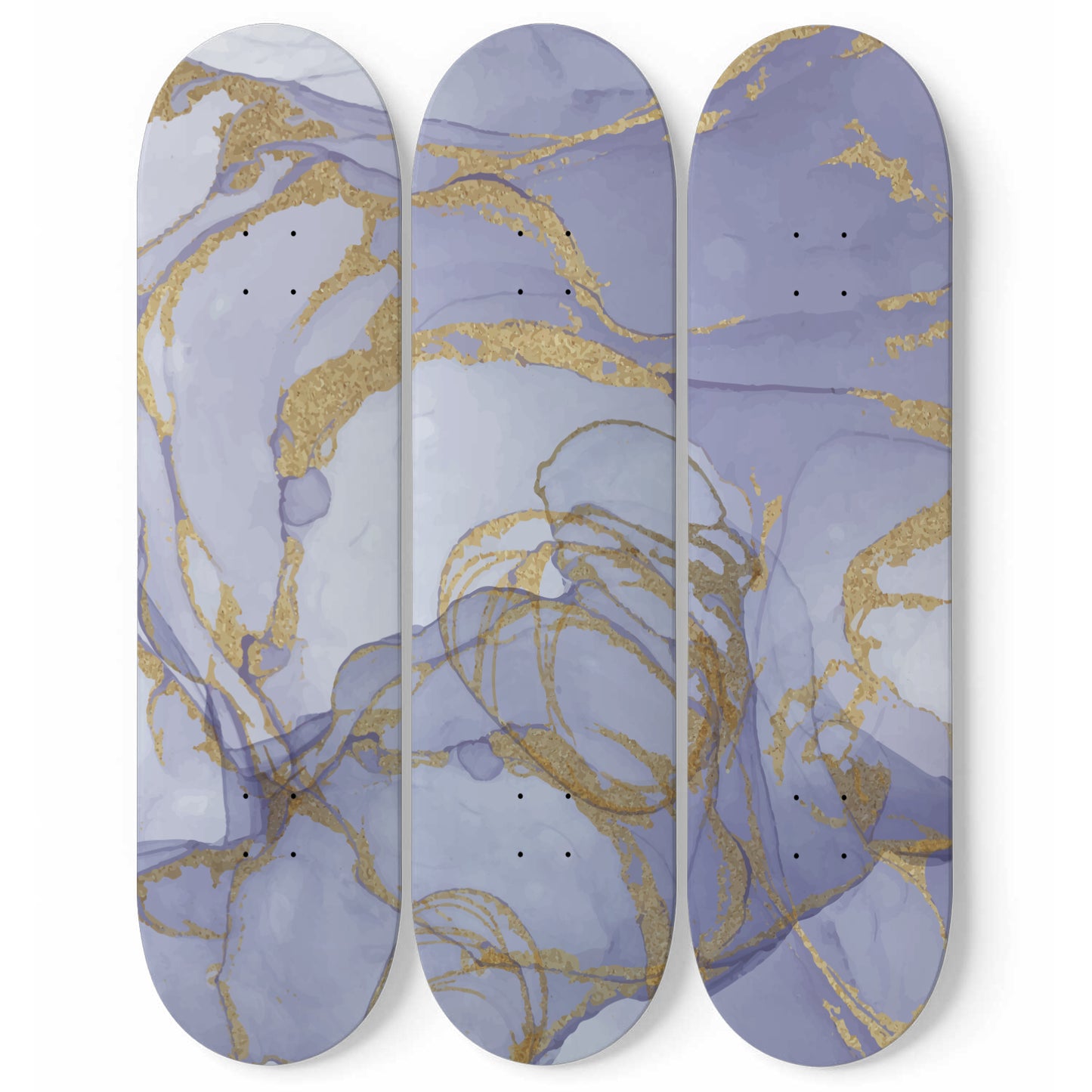 Amethyst-Liquid Marble Wall Art - Purple- 3-piece Skateboard Wall Art