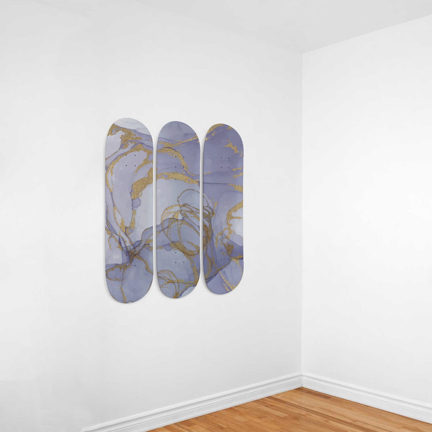 Amethyst-Liquid Marble Wall Art - Purple- 3-piece Skateboard Wall Art