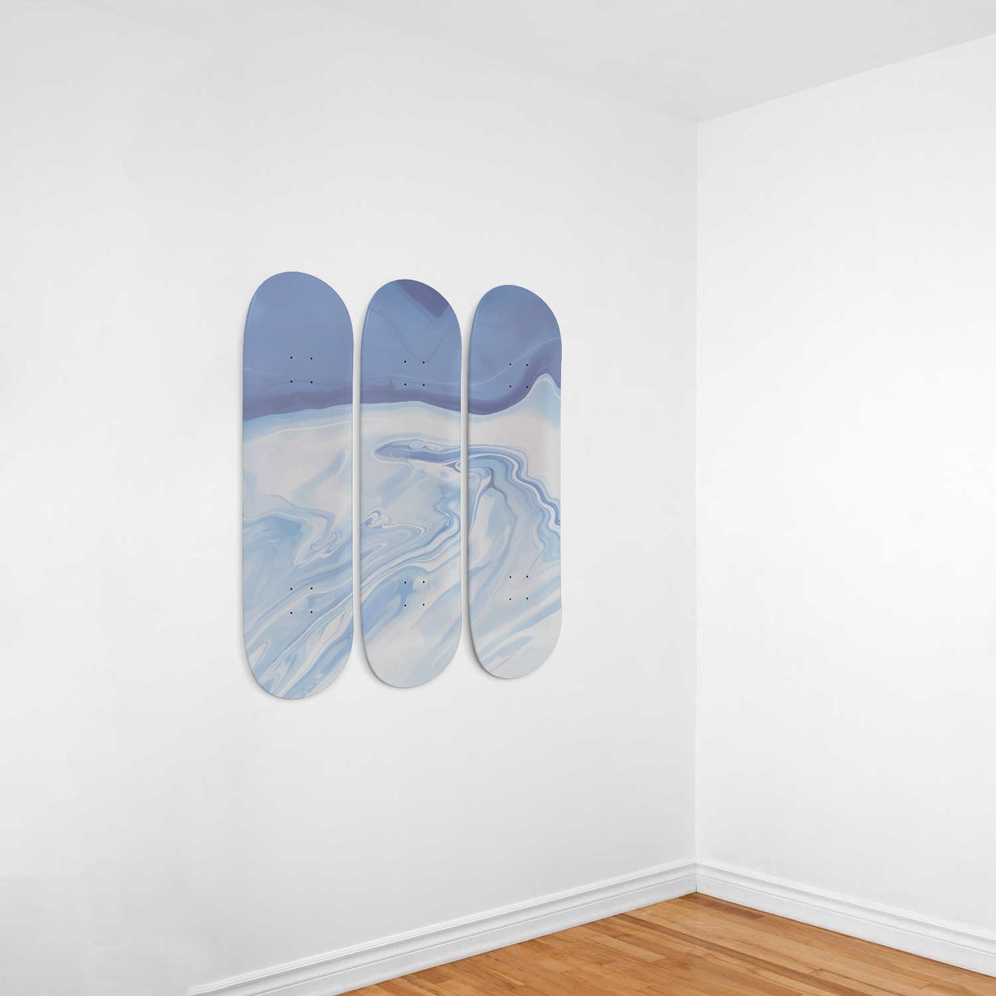 Azure - Liquid Marble Wall Art - Blue - 3 Skateboard Art