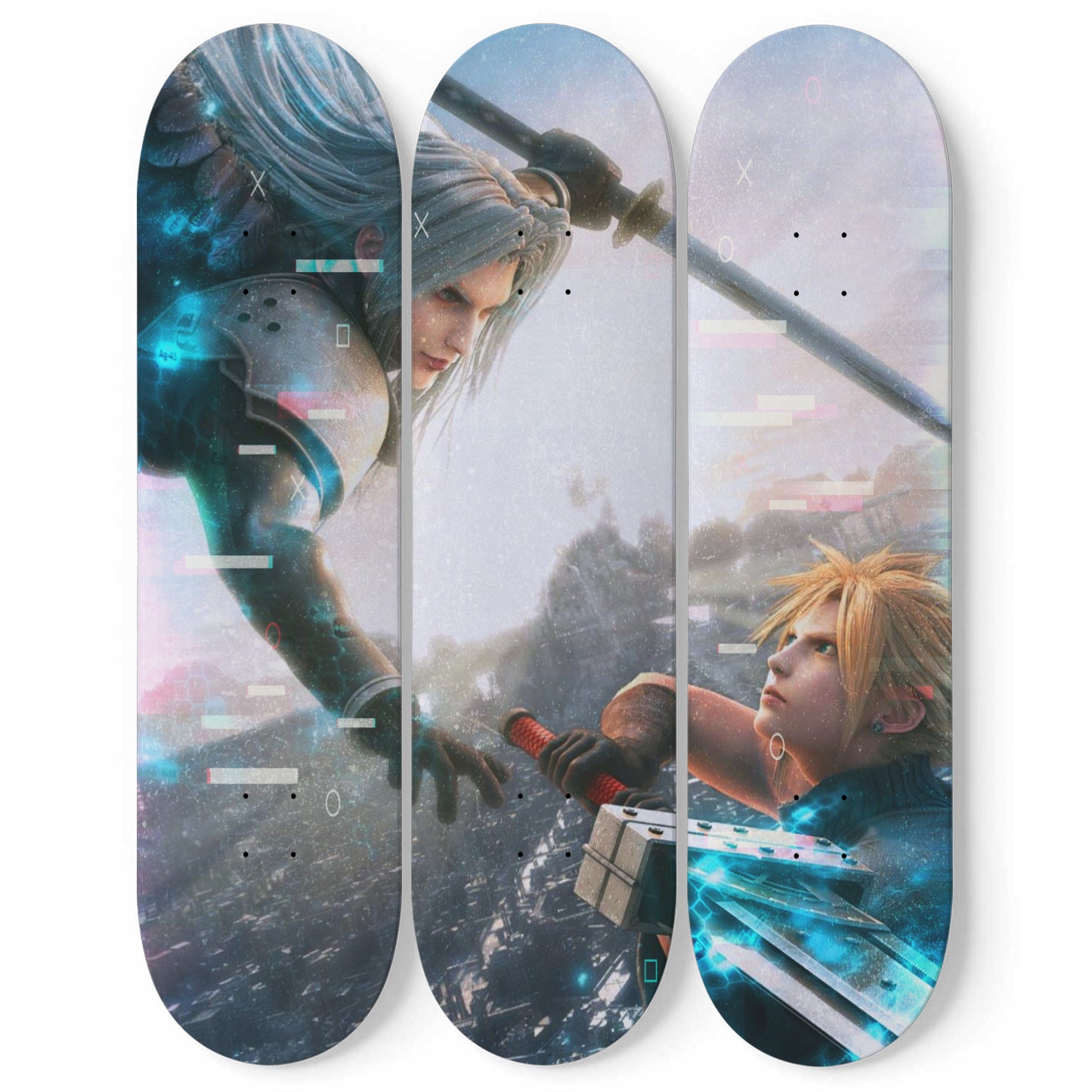 Final Fantasy 7 - Cloud Vs Sephiroth Artwork, 3-piece Skateboard Wall Art
