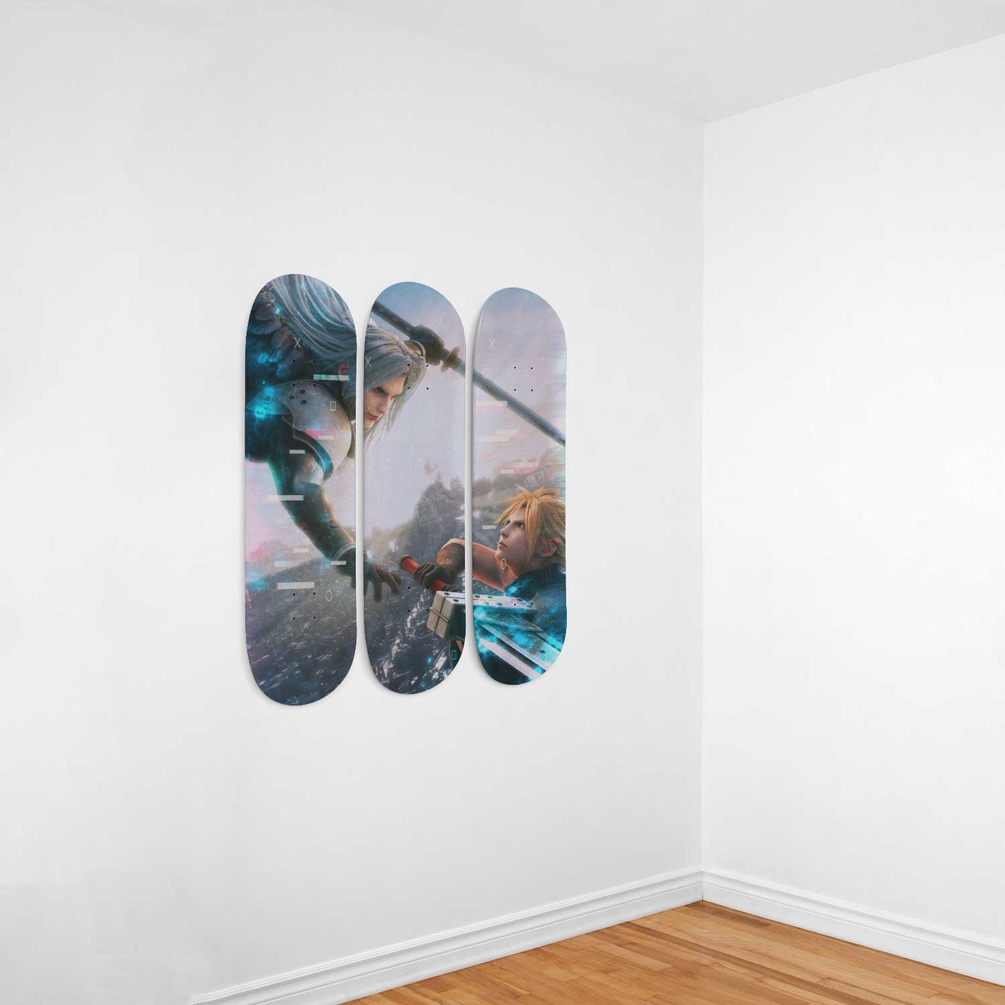 Final Fantasy 7 - Cloud Vs Sephiroth Artwork, 3-piece Skateboard Wall Art