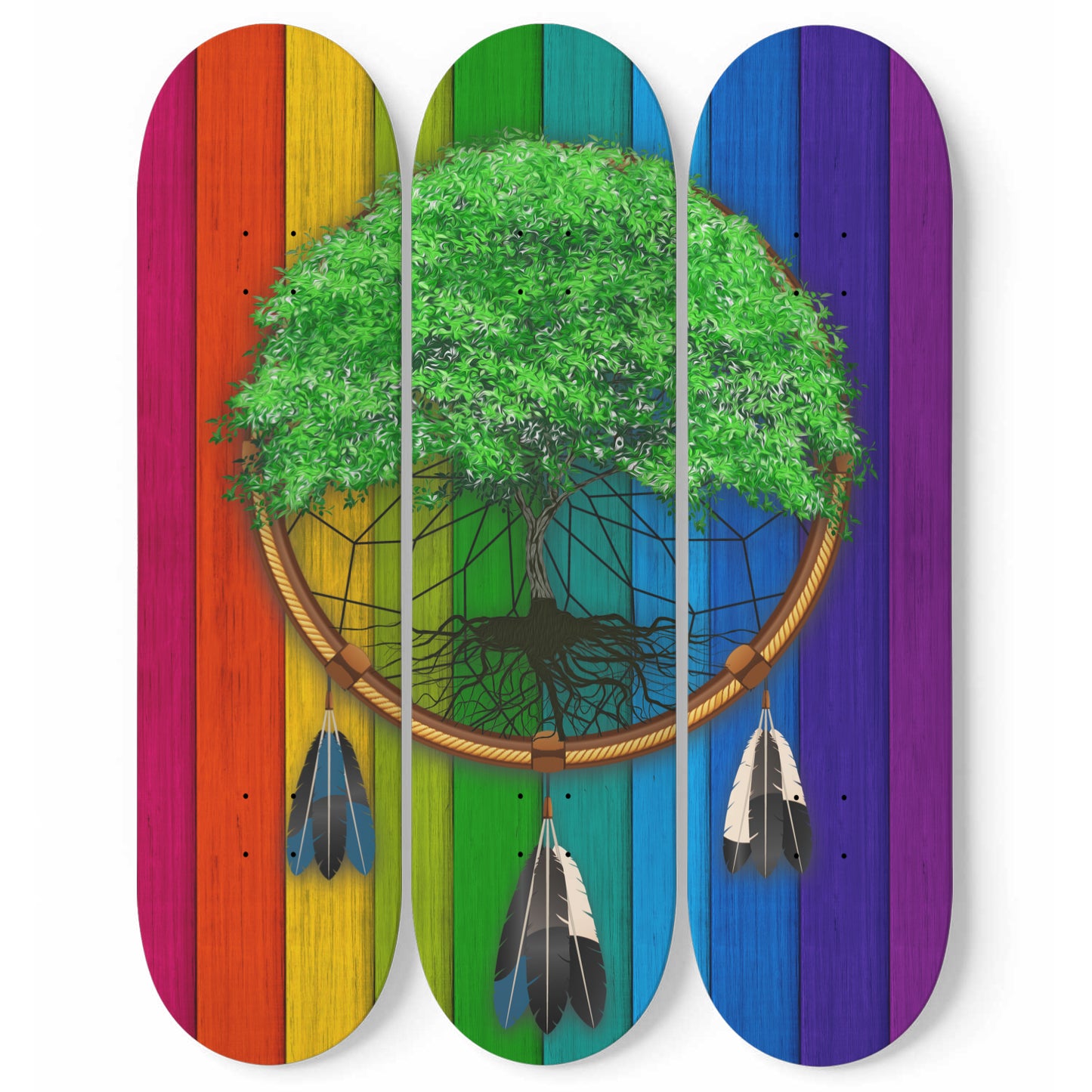 Tree of Life Bohemian Inspired 3-piece Skateboard Wall Art
