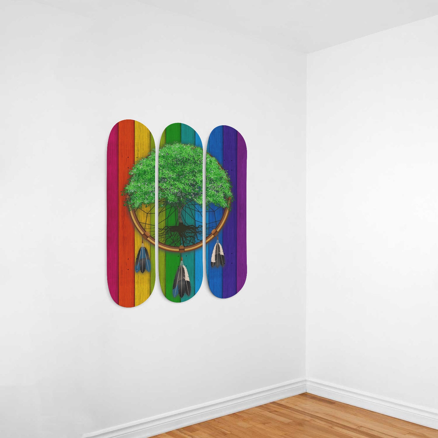 Tree of Life Bohemian Inspired 3-piece Skateboard Wall Art