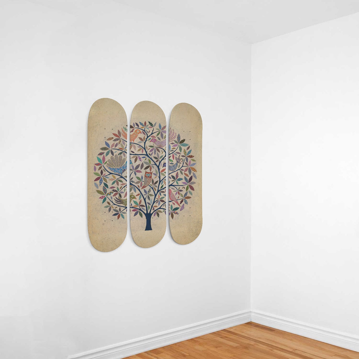 Tree of Life - Exotic Birds Bohemian Inspired 3-piece Skateboard Wall Art