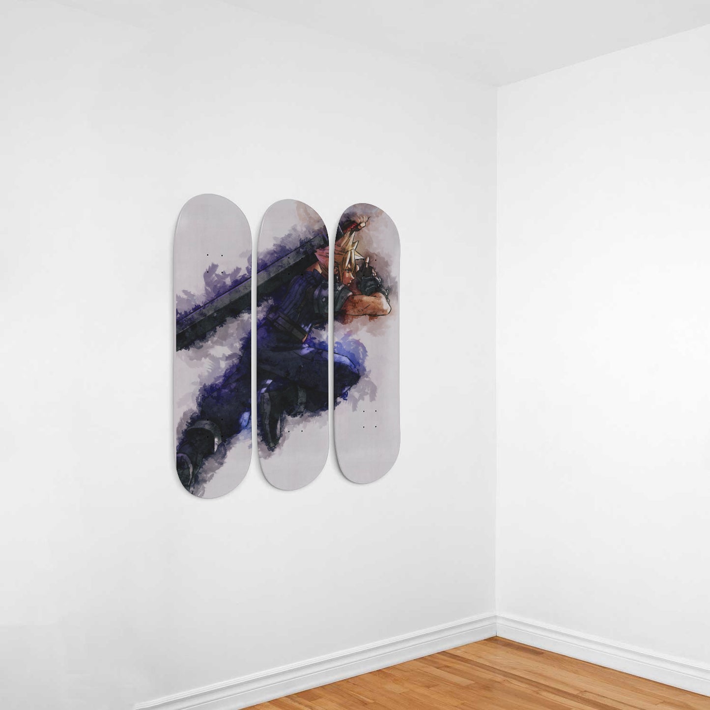 Final Fantasy 7 - Cloud Strife Painting, 3-piece Skateboard Wall Art